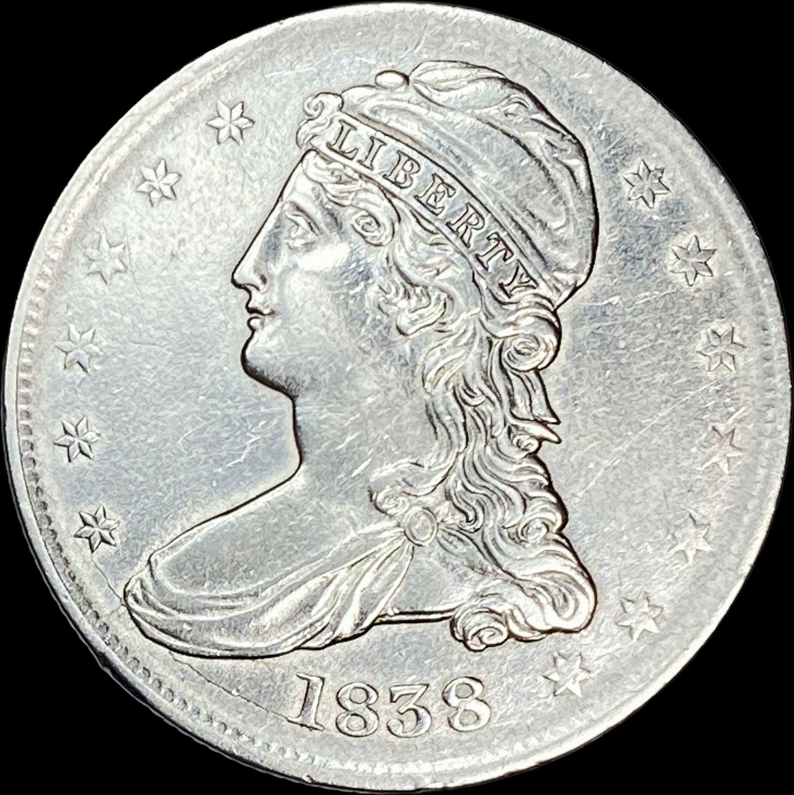 1838 Capped Bust Half Dollar CLOSELY UNCIRCULATED (1 of 2)