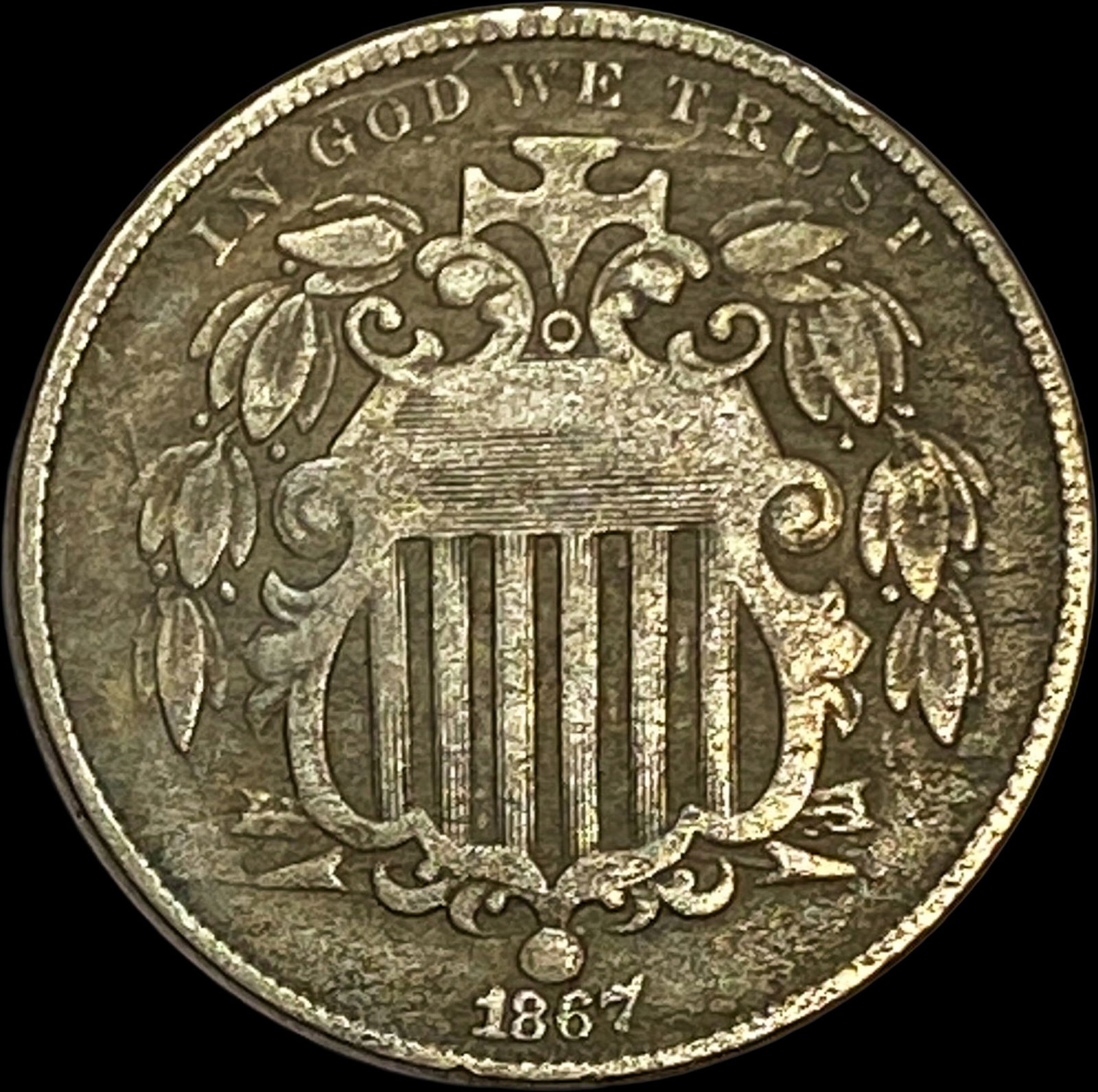 1867 Shield Nickel LIGHTLY CIRCULATED: 1867 Shield Nickel LIGHTLY CIRCULATED