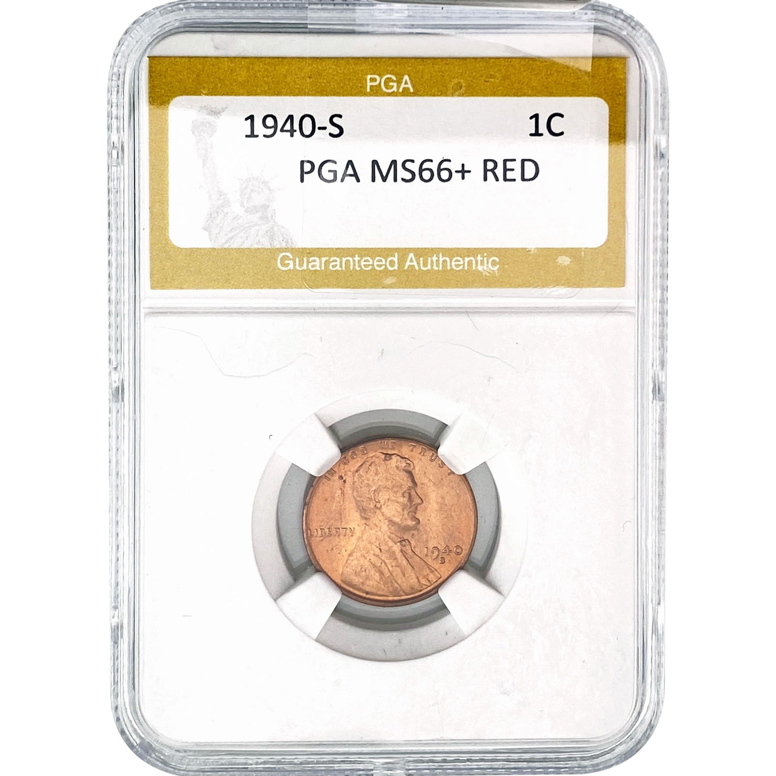 1940-S Wheat Cent PGA MS66+ RED: 1940-S Wheat Cent PGA MS66+ RED