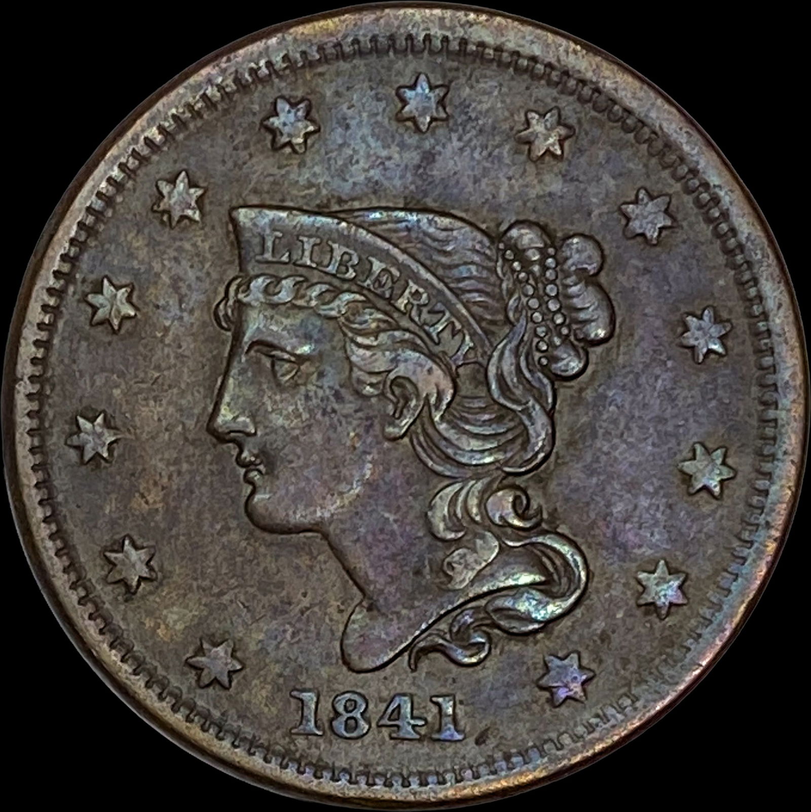 1841 Braided Hair Large Cent NEARLY UNCIRCULATED (1 of 2)