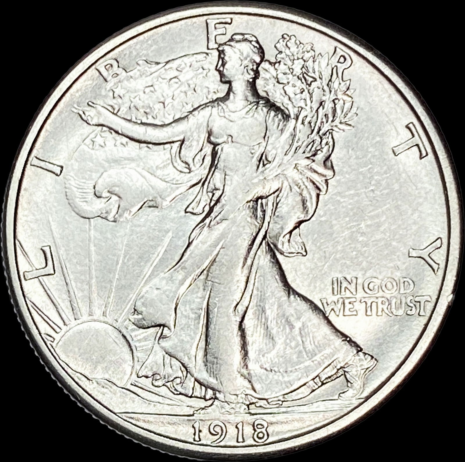 1918 Silver Half Dollar (Walking Liberty) CLOSELY UNCIRCULATED: 1918 Silver Half Dollar (Walking Liberty) CLOSELY UNCIRCULATED