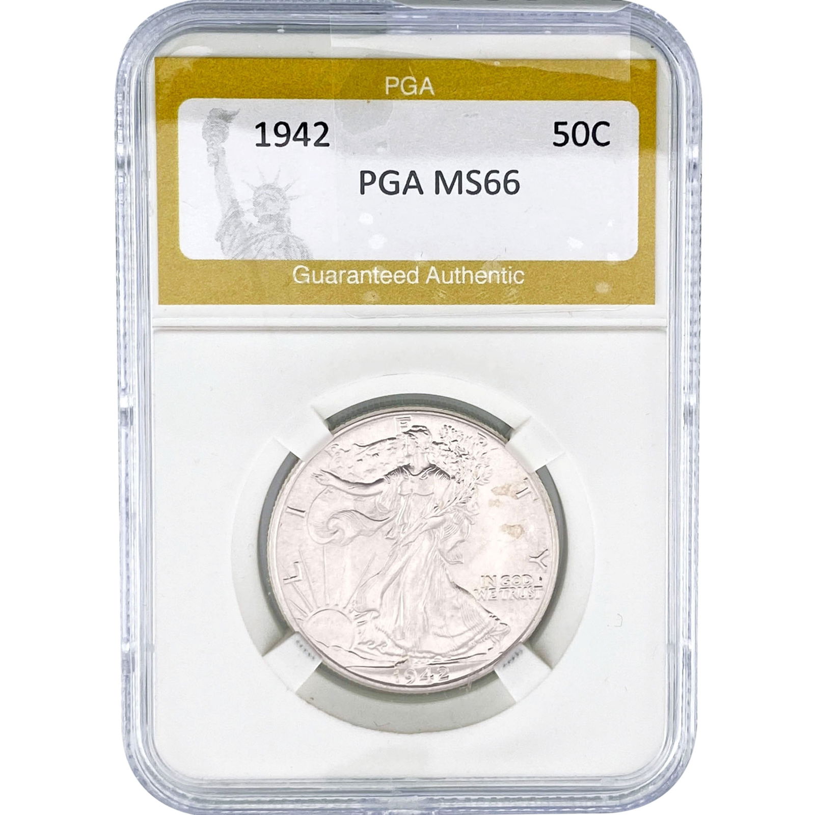 1942 Walking Liberty Half Dollar PGA MS66: 1942 Walking Liberty Half Dollar PGA MS66
