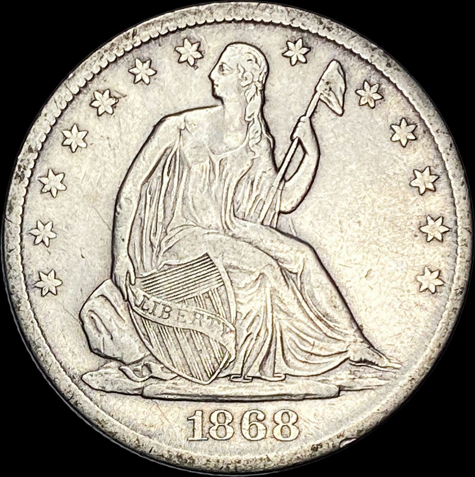 1868-S Silver Half Dollar NEARLY UNCIRCULATED (1 of 2)