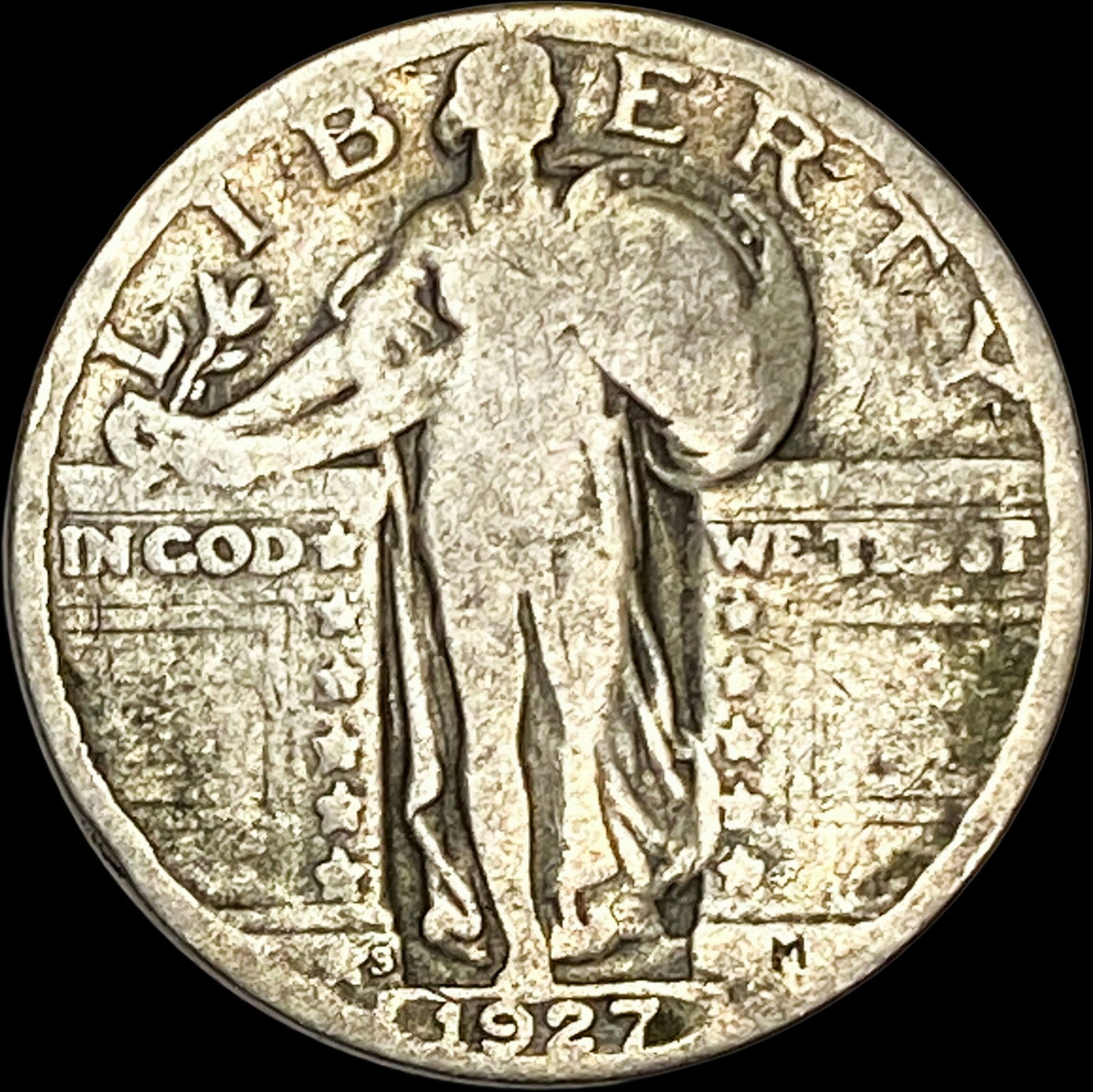 1927-S Silver Standing Liberty Quarter NICELY CIRCULATED: 1927-S Silver Standing Liberty Quarter NICELY CIRCULATED