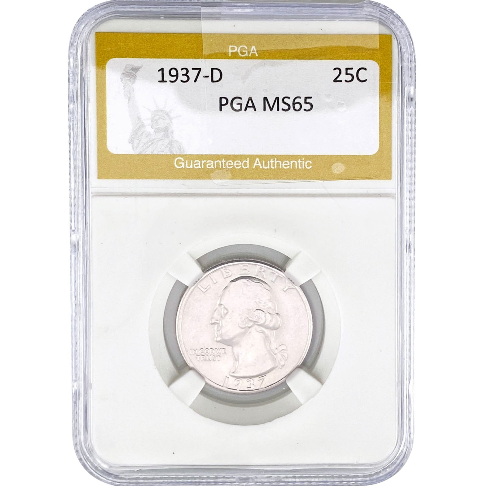 1937-D Washington Silver Quarter PGA MS65: 1937-D Washington Silver Quarter PGA MS65