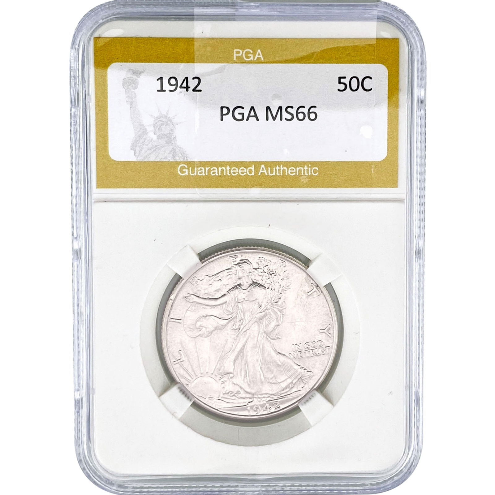 1942 Walking Liberty Half Dollar PGA MS66: 1942 Walking Liberty Half Dollar PGA MS66