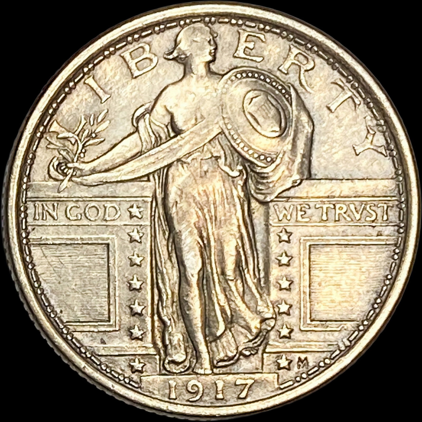 1917 Type 1 Standing Liberty Quarter CLOSELY UNCIRCULATED: 1917 Type 1 Standing Liberty Quarter CLOSELY UNCIRCULATED