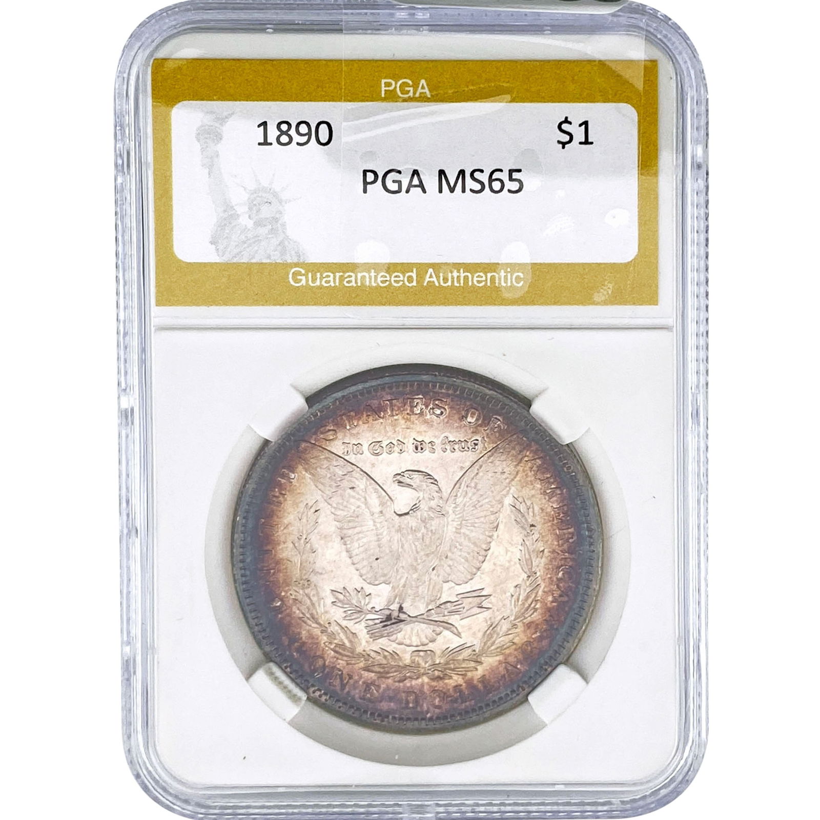 1890 Morgan Silver Dollar PGA MS65: 1890 Morgan Silver Dollar PGA MS65