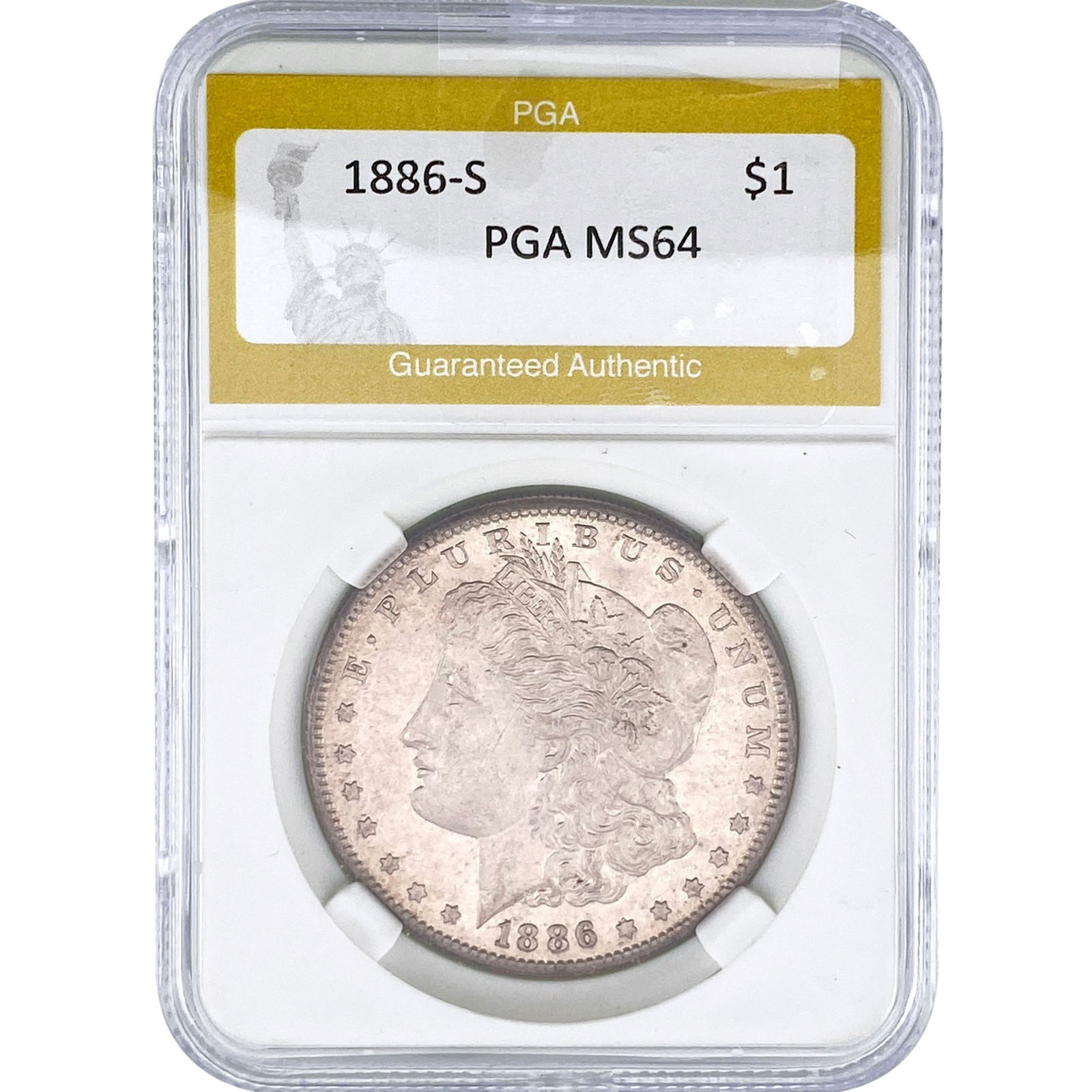 1886-S Morgan Silver Dollar PGA MS64: 1886-S Morgan Silver Dollar PGA MS64