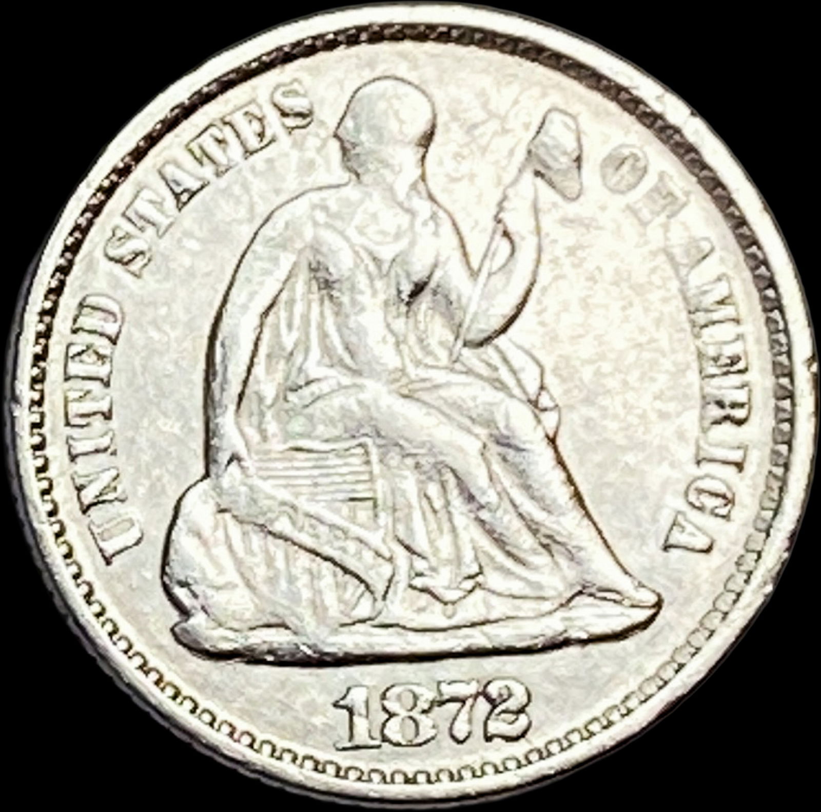 1872 Silver Half Dime CLOSELY UNCIRCULATED: 1872 Silver Half Dime CLOSELY UNCIRCULATED