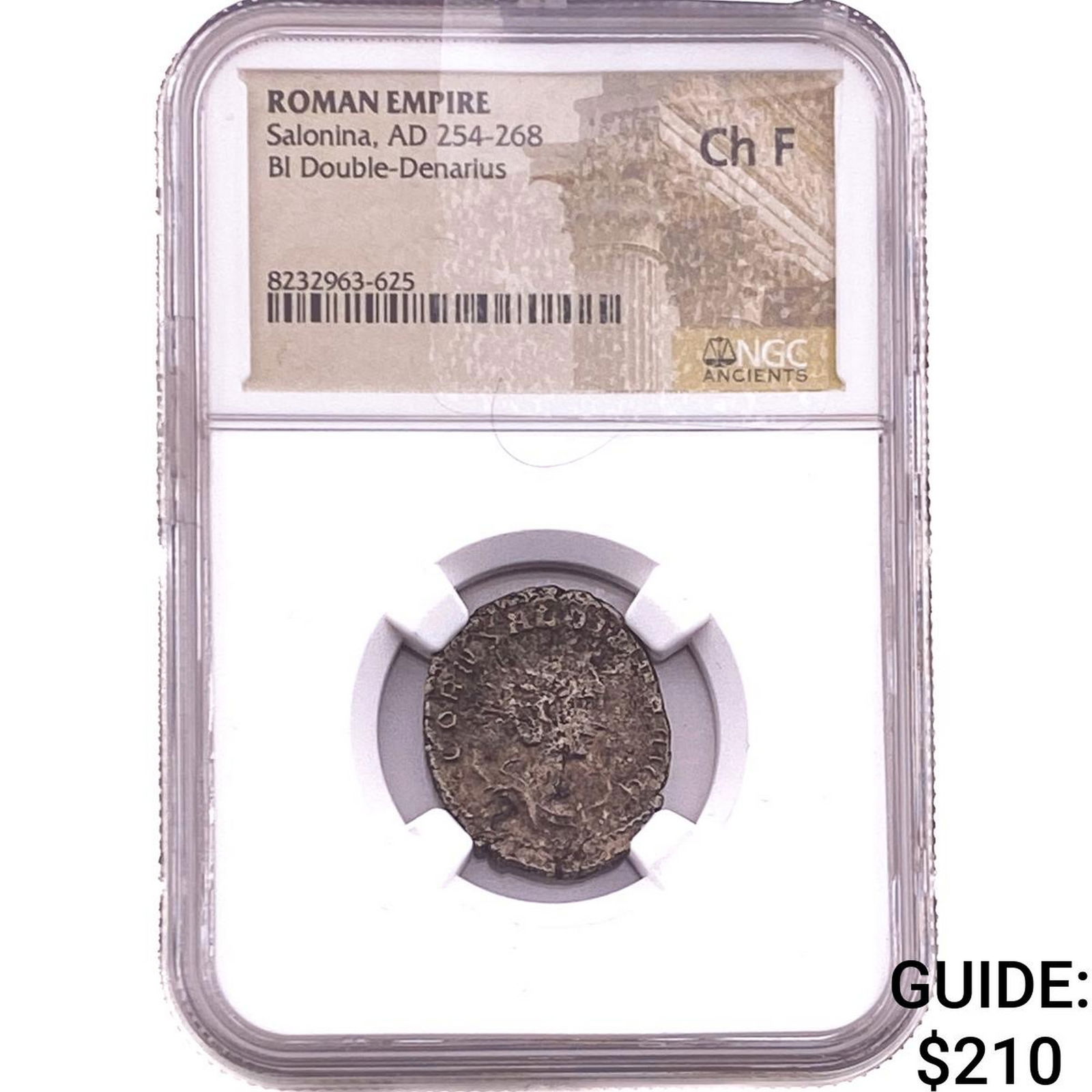 Roman Salonia 254-268 AD BI Dbl-Denarius ChF: Roman Salonia 254-268 AD BI Dbl-Denarius ChF