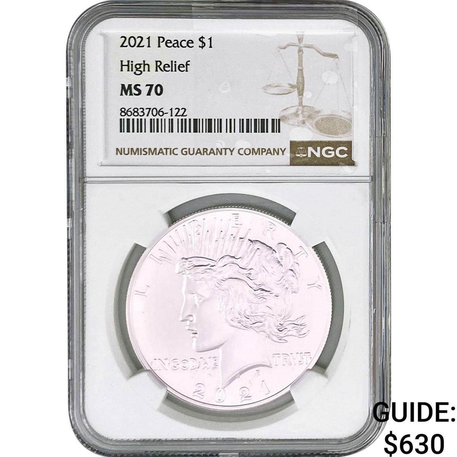 2021 Silver Peace Dollar NGC MS70 High Relief: 2021 Silver Peace Dollar NGC MS70 High Relief