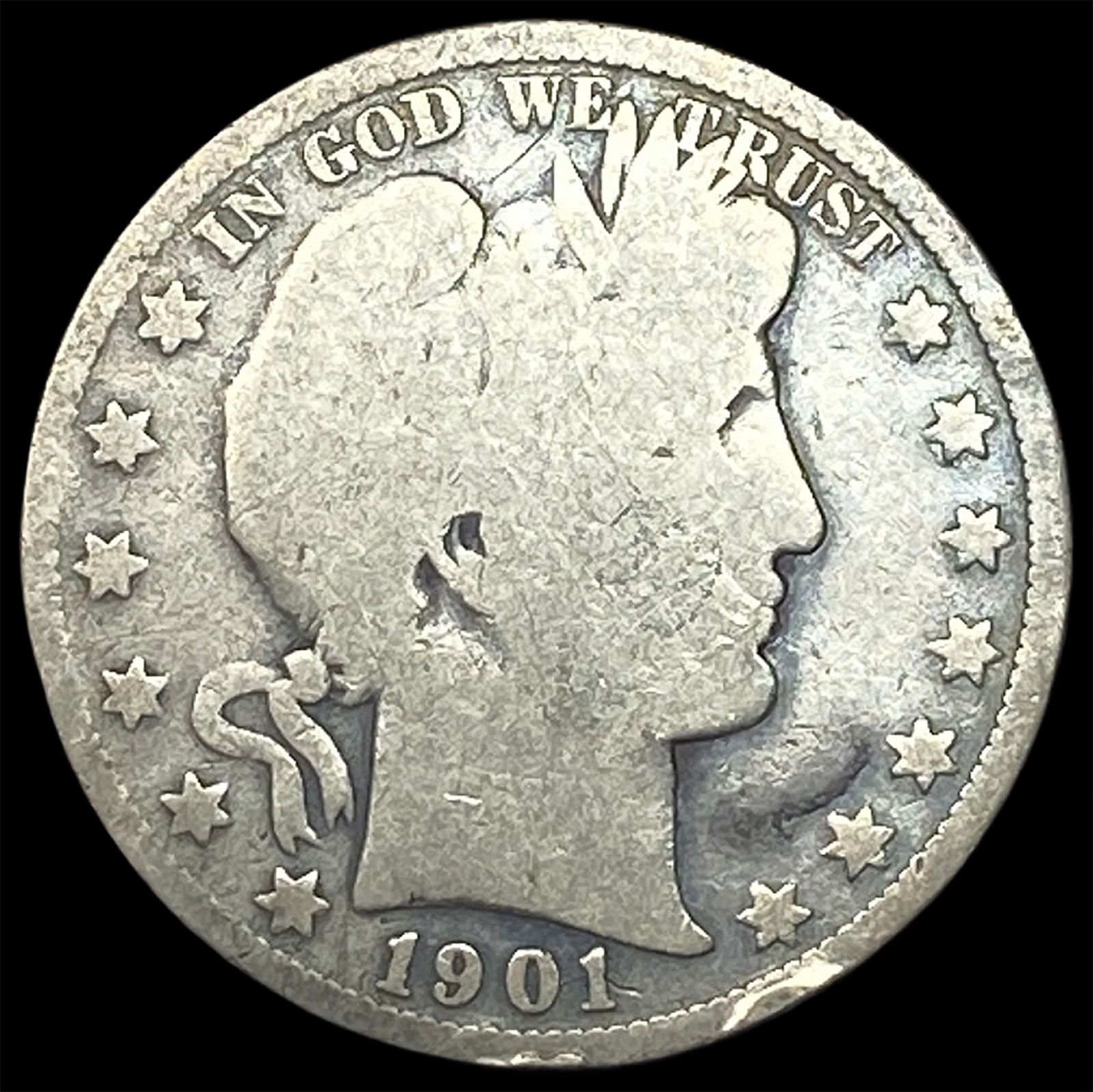 1901-S Silver Barber Half Dollar NICELY CIRCULATED (1 of 2)