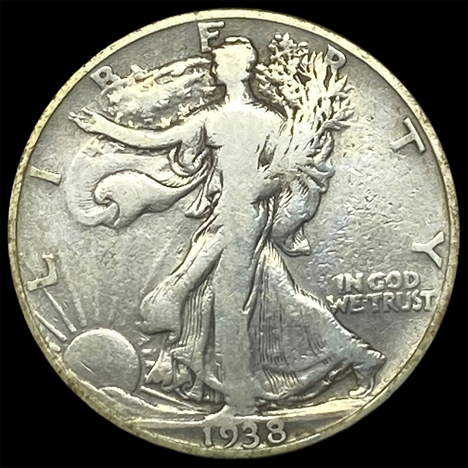 1938-D Silver Walking Liberty Half Dollar LIGHTLY CIRCULATED (1 of 2)