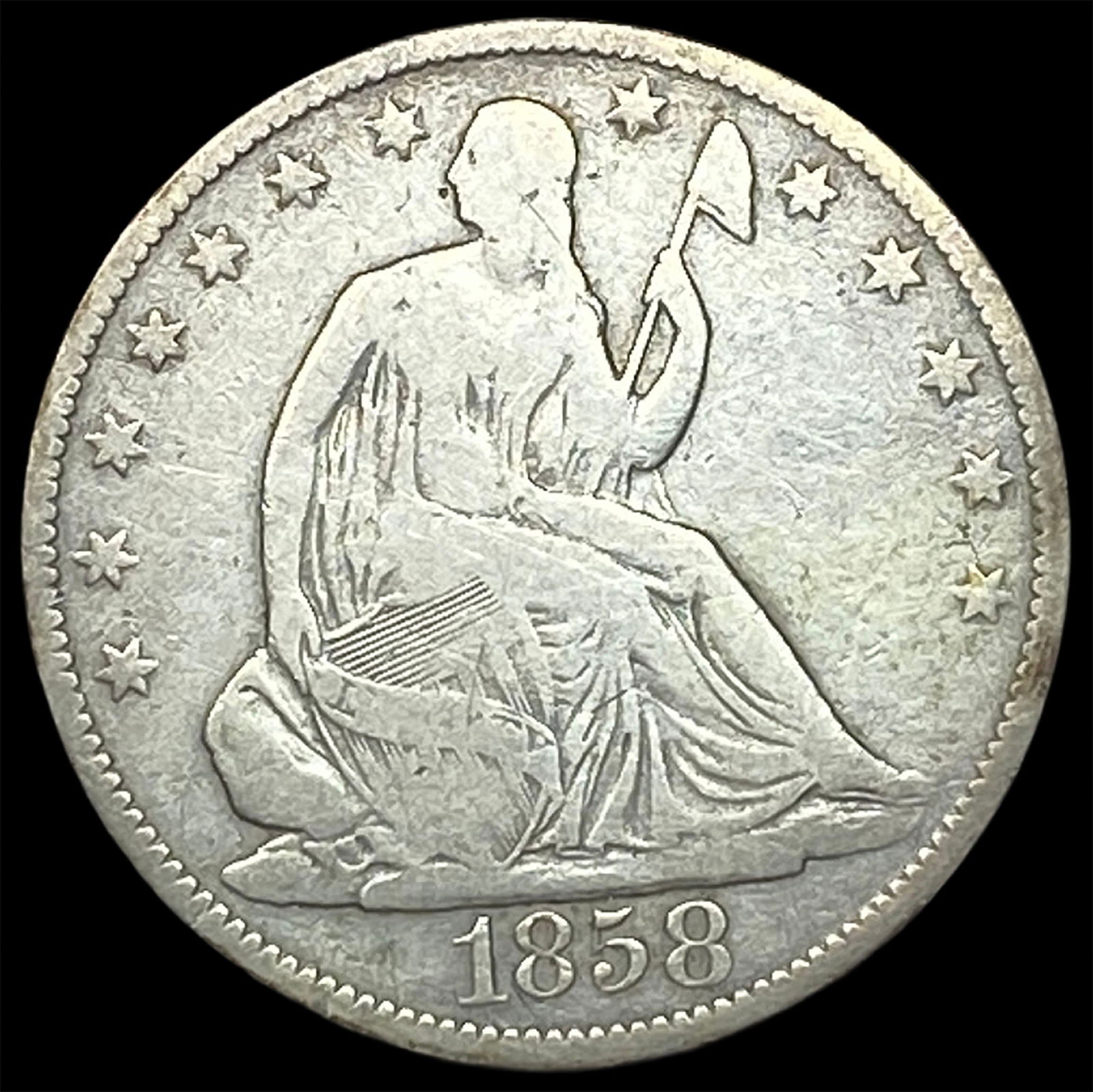 1858-O Silver Half Dollar LIGHTLY CIRCULATED: 1858-O Silver Half Dollar LIGHTLY CIRCULATED