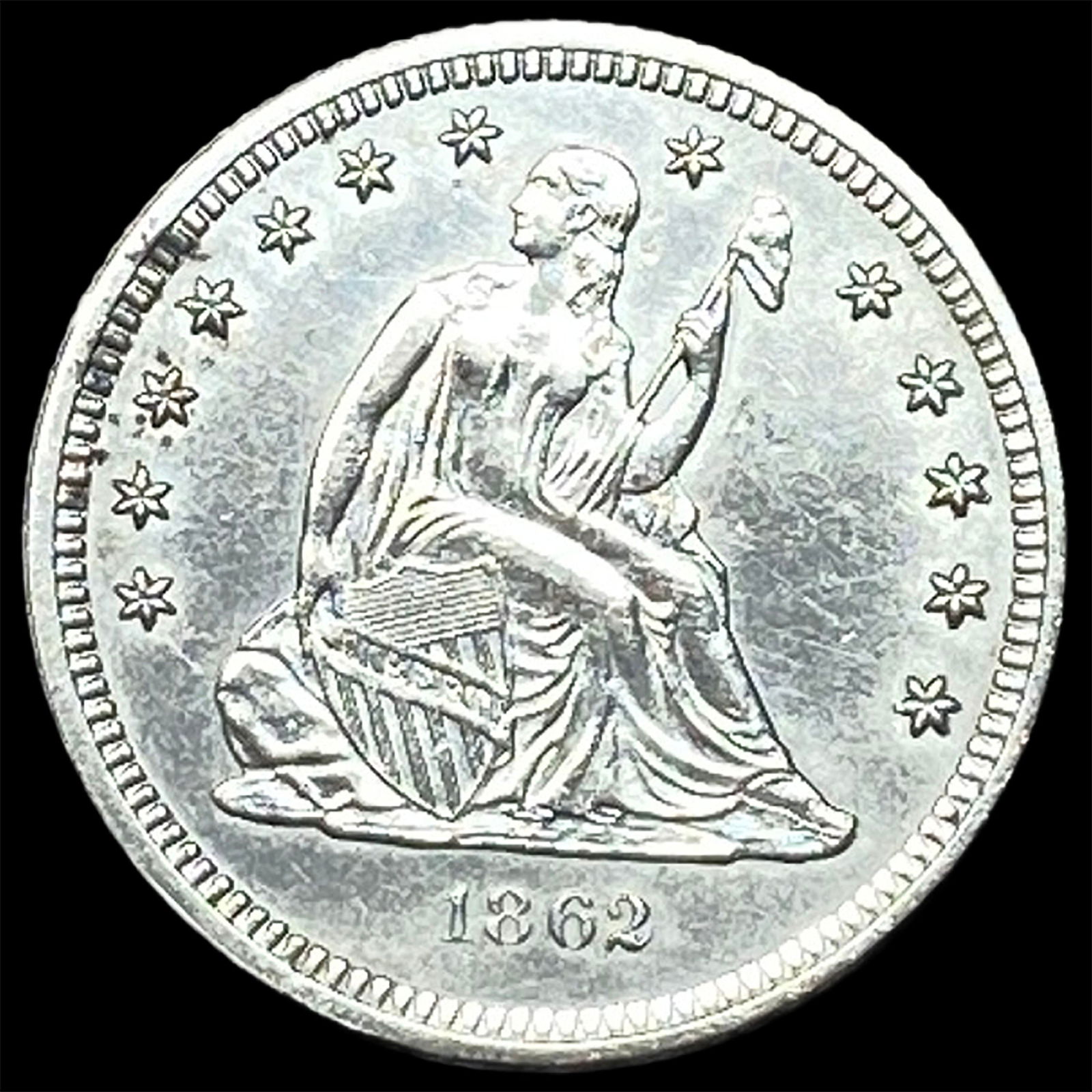 1862 Seated Liberty Quarter CLOSELY UNCIRCULATED (1 of 2)