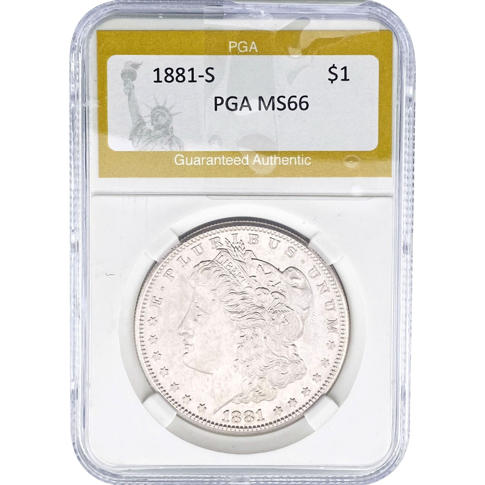 1881-S Morgan Silver Dollar PCG MS66: 1881-S Morgan Silver Dollar PCG MS66