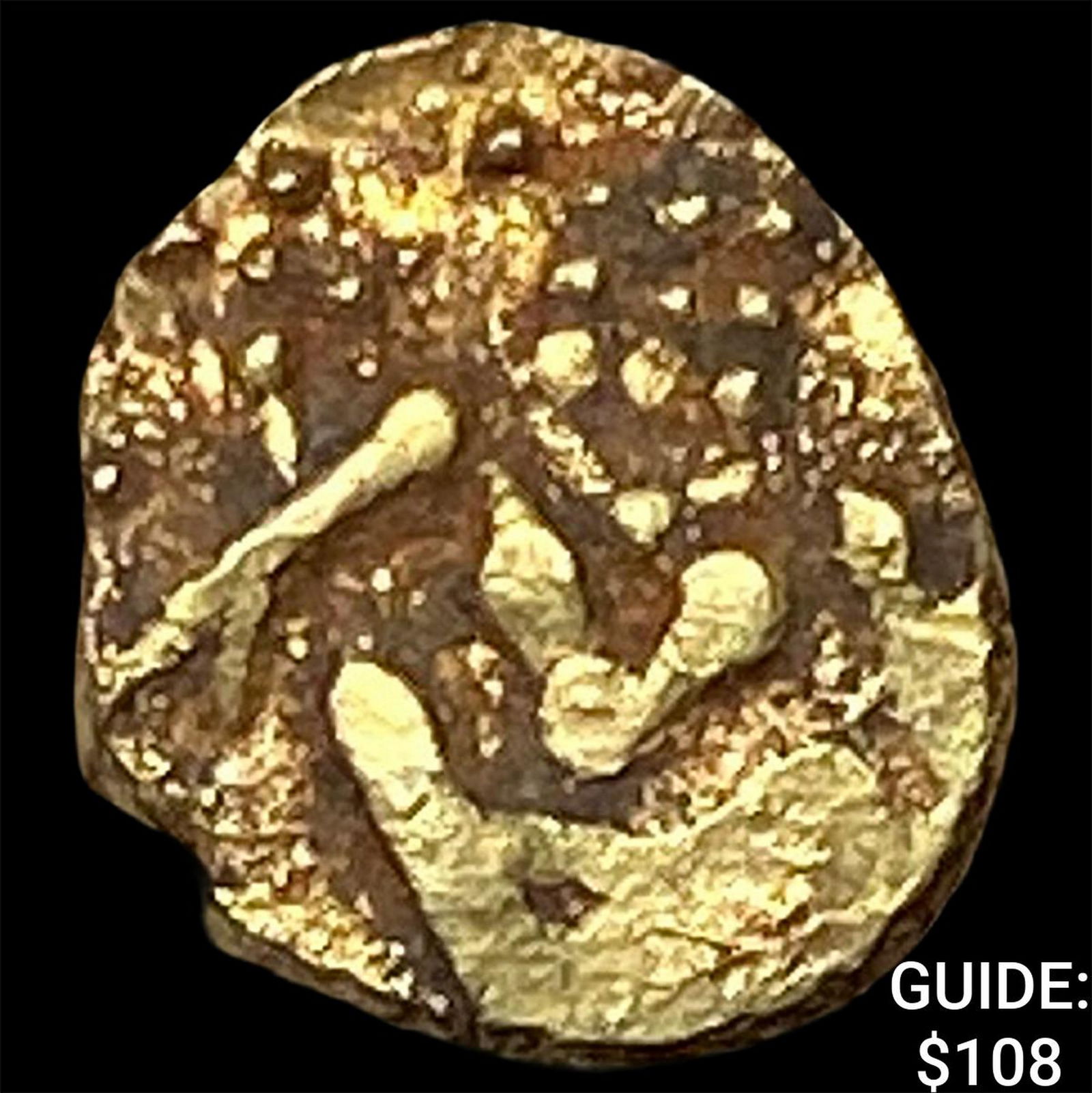 1600-1800 India .014oz Gold Fanam UNCIRCULATED: 1600-1800 India .014oz Gold Fanam UNCIRCULATED