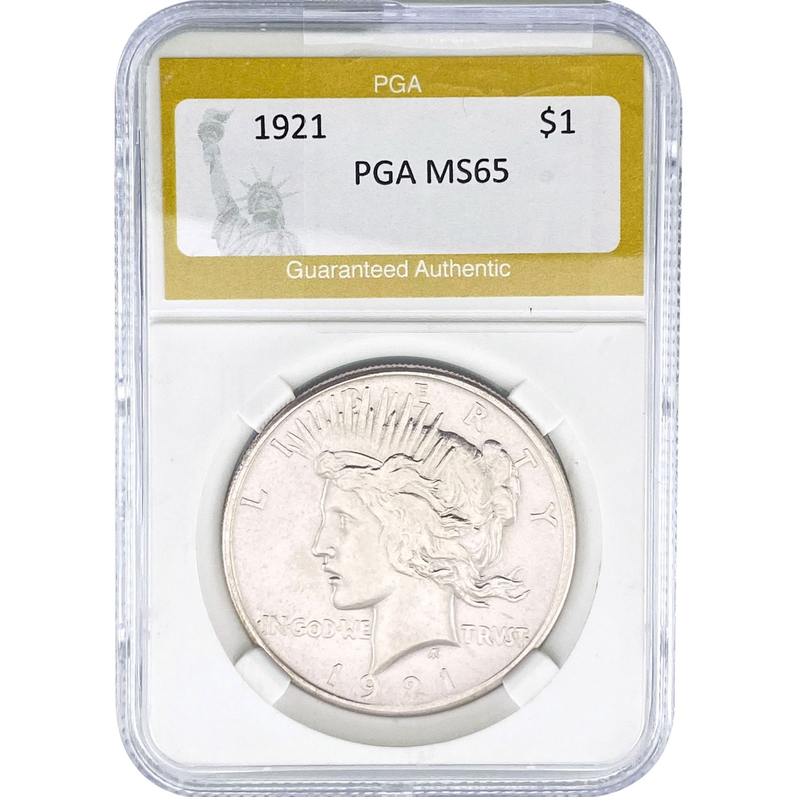 1921 Silver Peace Dollar PCG MS65: 1921 Silver Peace Dollar PCG MS65
