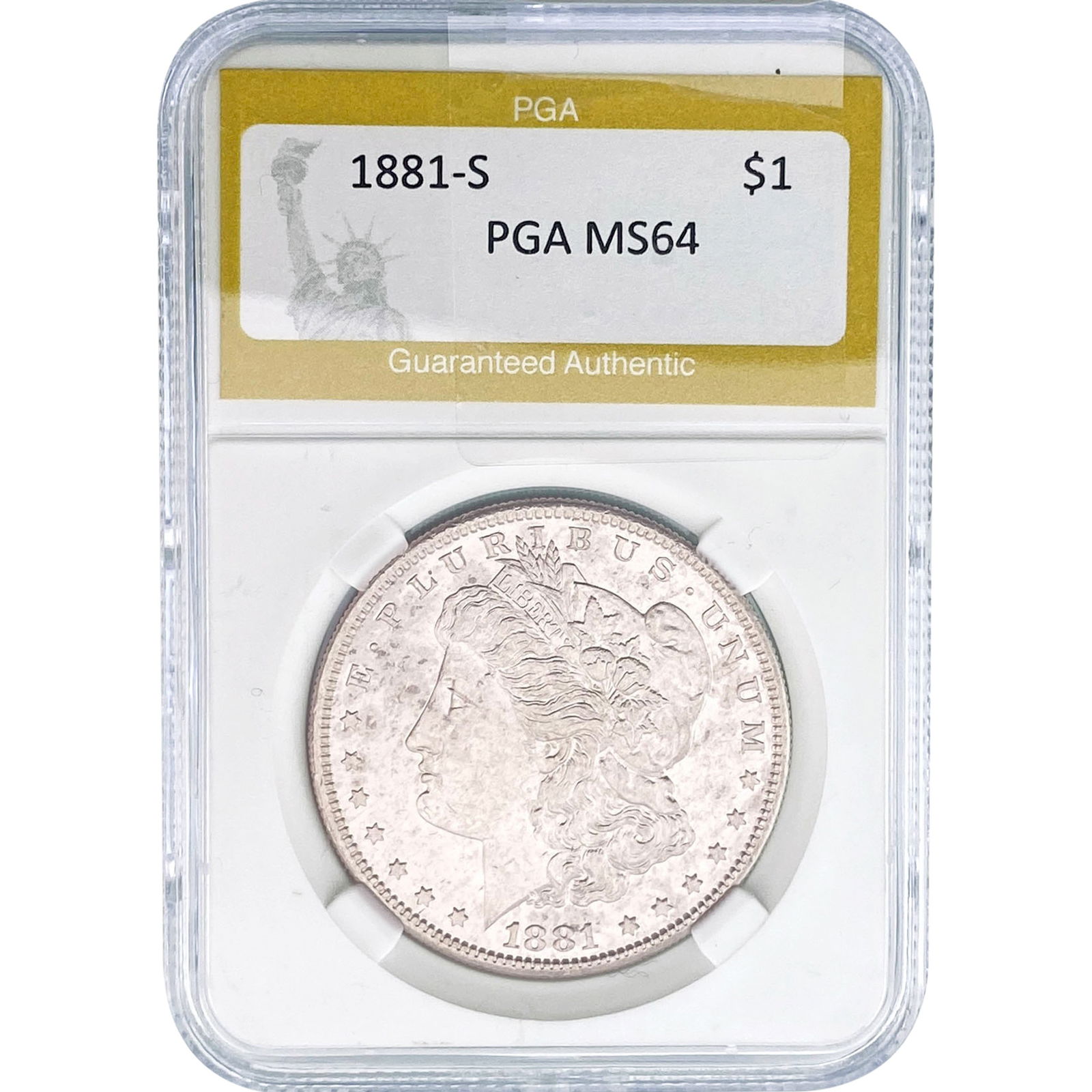 1881-S Morgan Silver Dollar PGA MS64: 1881-S Morgan Silver Dollar PGA MS64