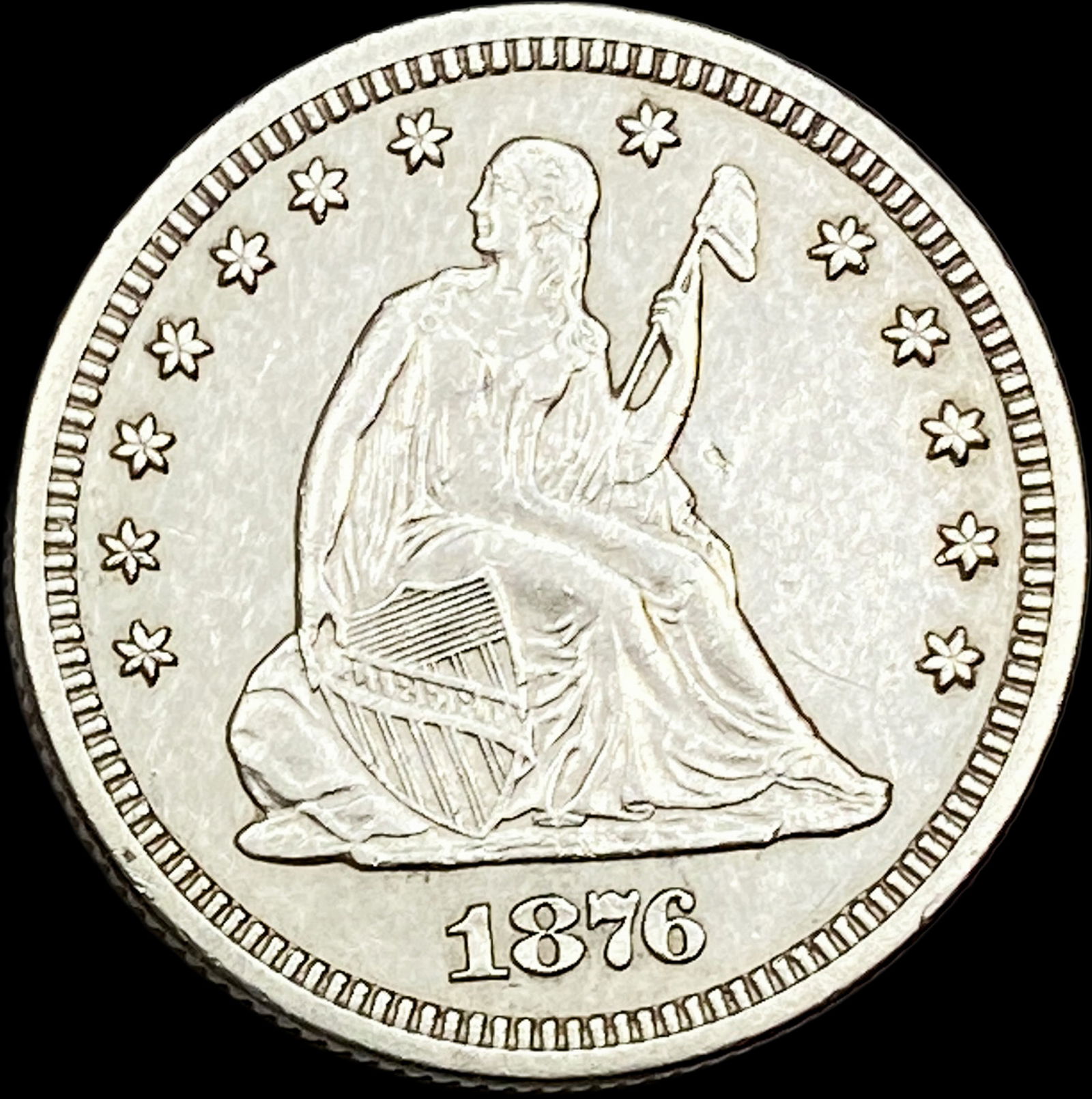 1876-S Silver Seated Liberty Quarter CLOSELY UNCIRCULATED: 1876-S Silver Seated Liberty Quarter CLOSELY UNCIRCULATED