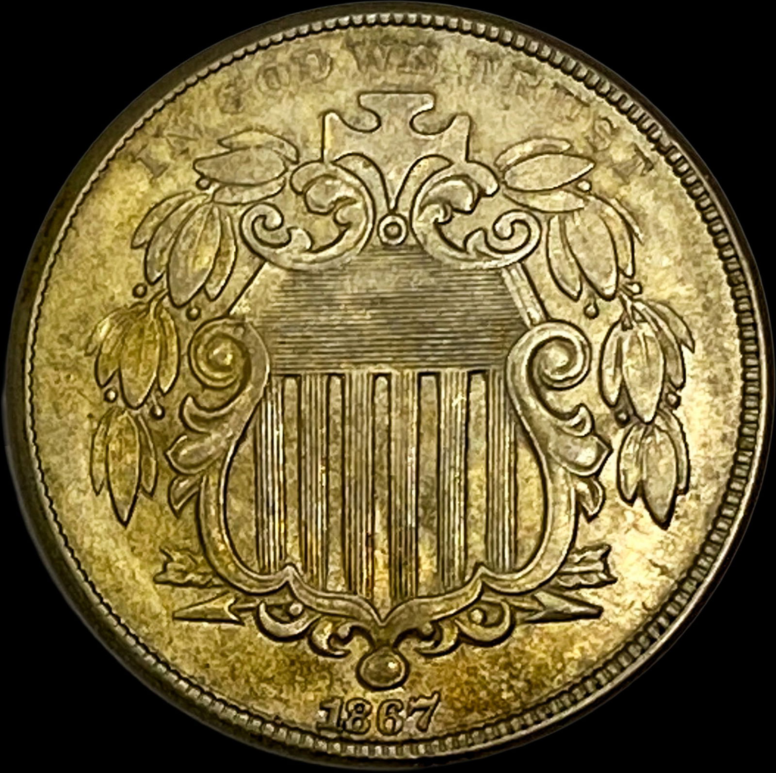1867 Shield Nickel CLOSELY UNCIRCULATED: 1867 Shield Nickel CLOSELY UNCIRCULATED