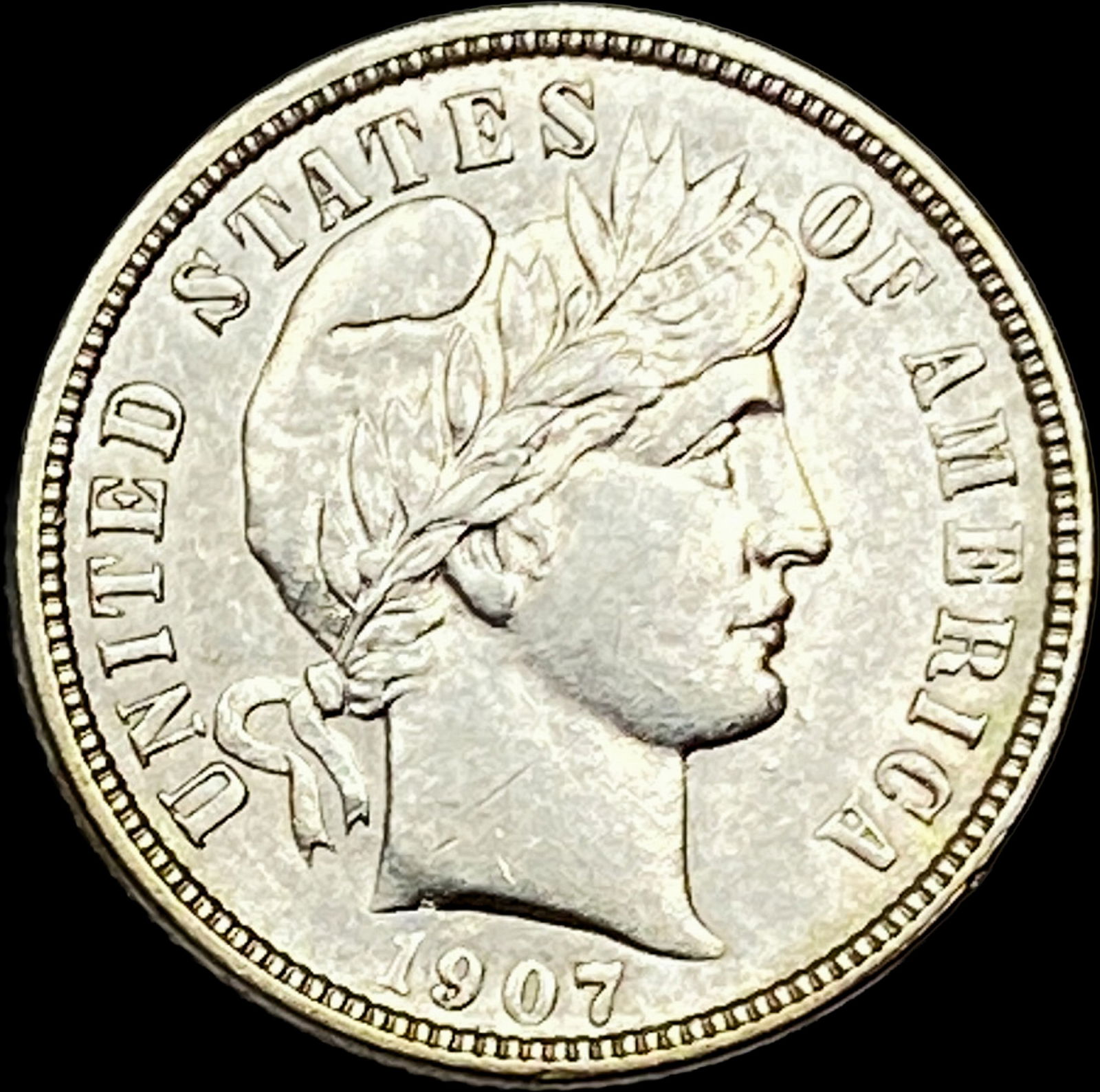 1907-D Silver Barber Dime CLOSELY UNCIRCULATED: 1907-D Silver Barber Dime CLOSELY UNCIRCULATED