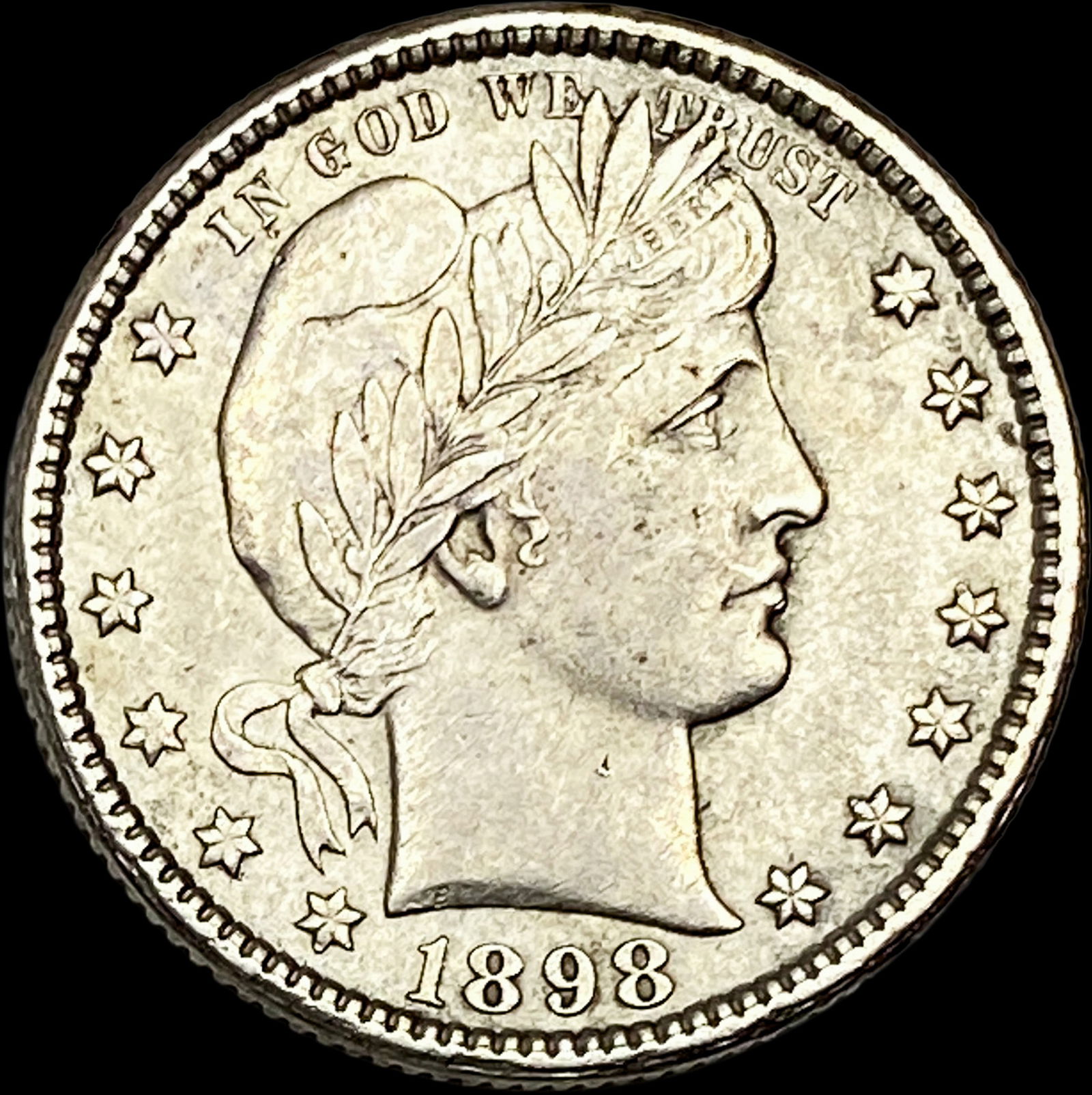 1898 Silver Barber Quarter CLOSELY UNCIRCULATED: 1898 Silver Barber Quarter CLOSELY UNCIRCULATED