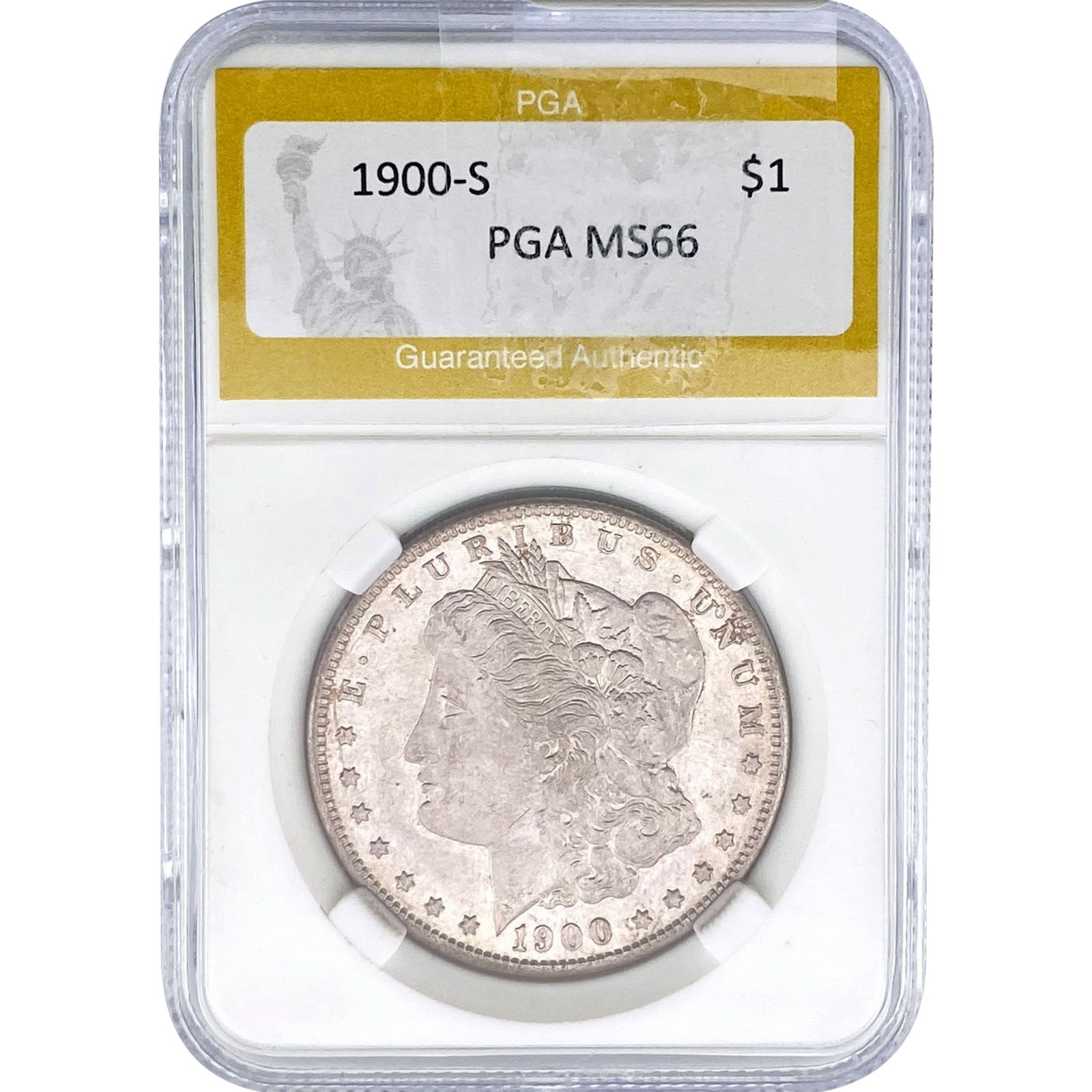 1900-S Morgan Silver Dollar PGA MS66: 1900-S Morgan Silver Dollar PGA MS66