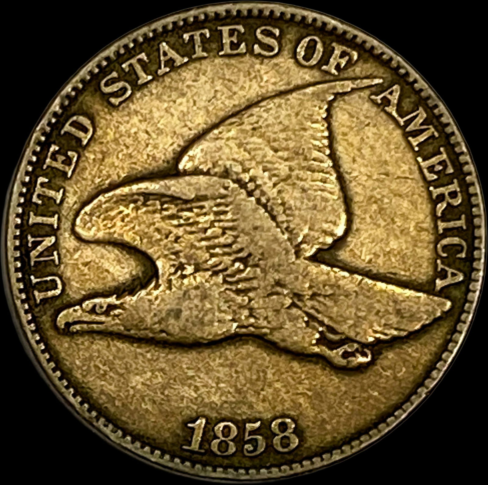1858 Copper-Nickel Flying Eagle Cent ABOUT UNCIRCULATED: 1858 Copper-Nickel Flying Eagle Cent ABOUT UNCIRCULATED