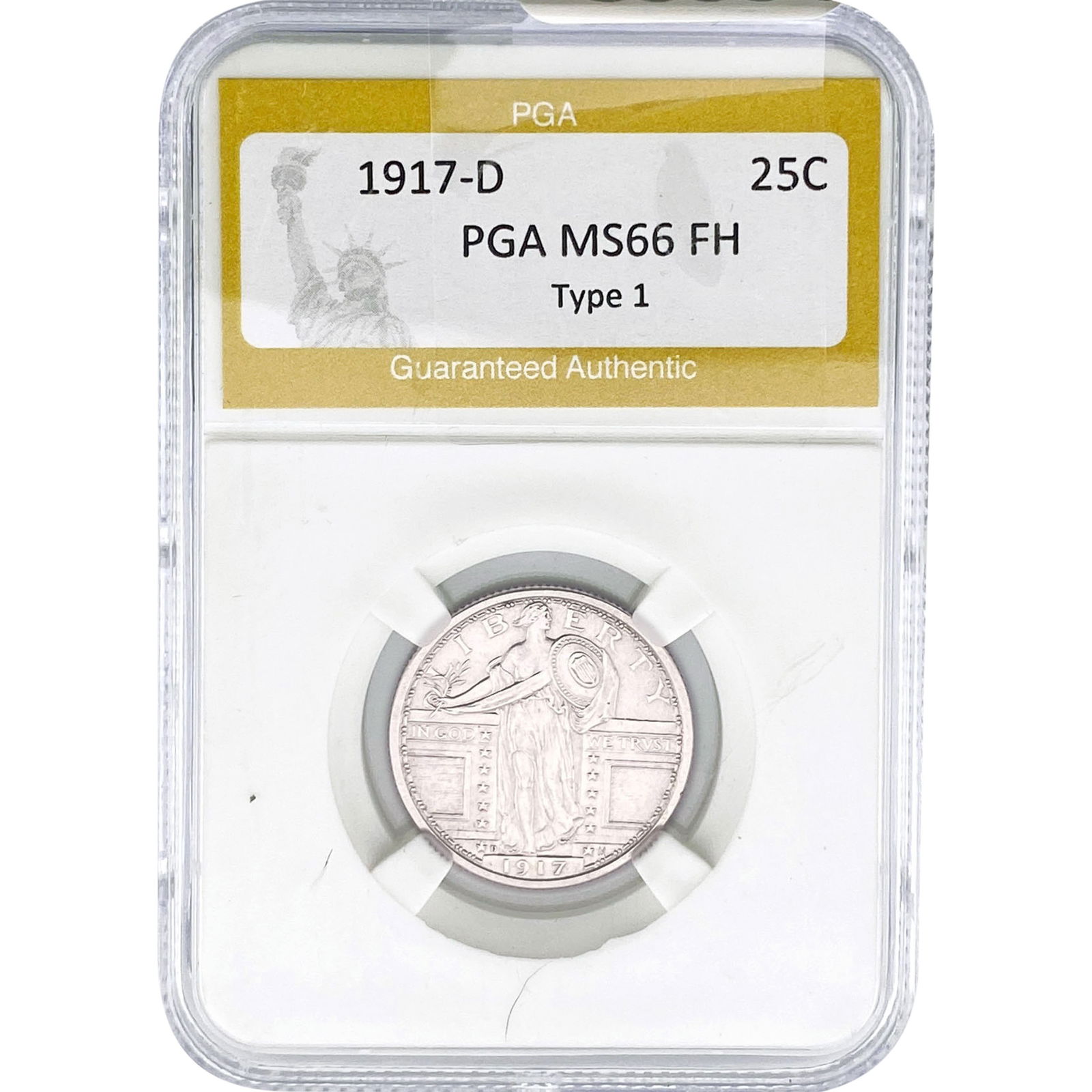 1917-D Standing Liberty Quarter PGA MS66 FH: 1917-D Standing Liberty Quarter PGA MS66 FH