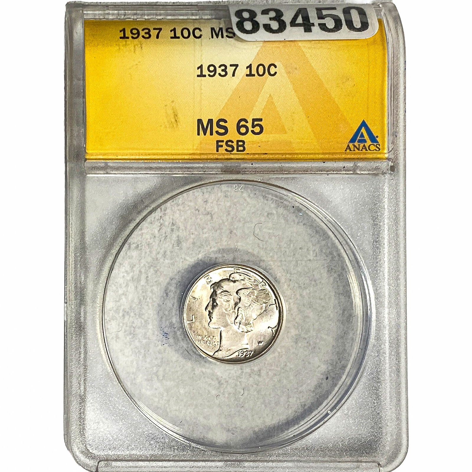 1937 Mercury Silver Dime ANACS MS65 FB (1 of 2)