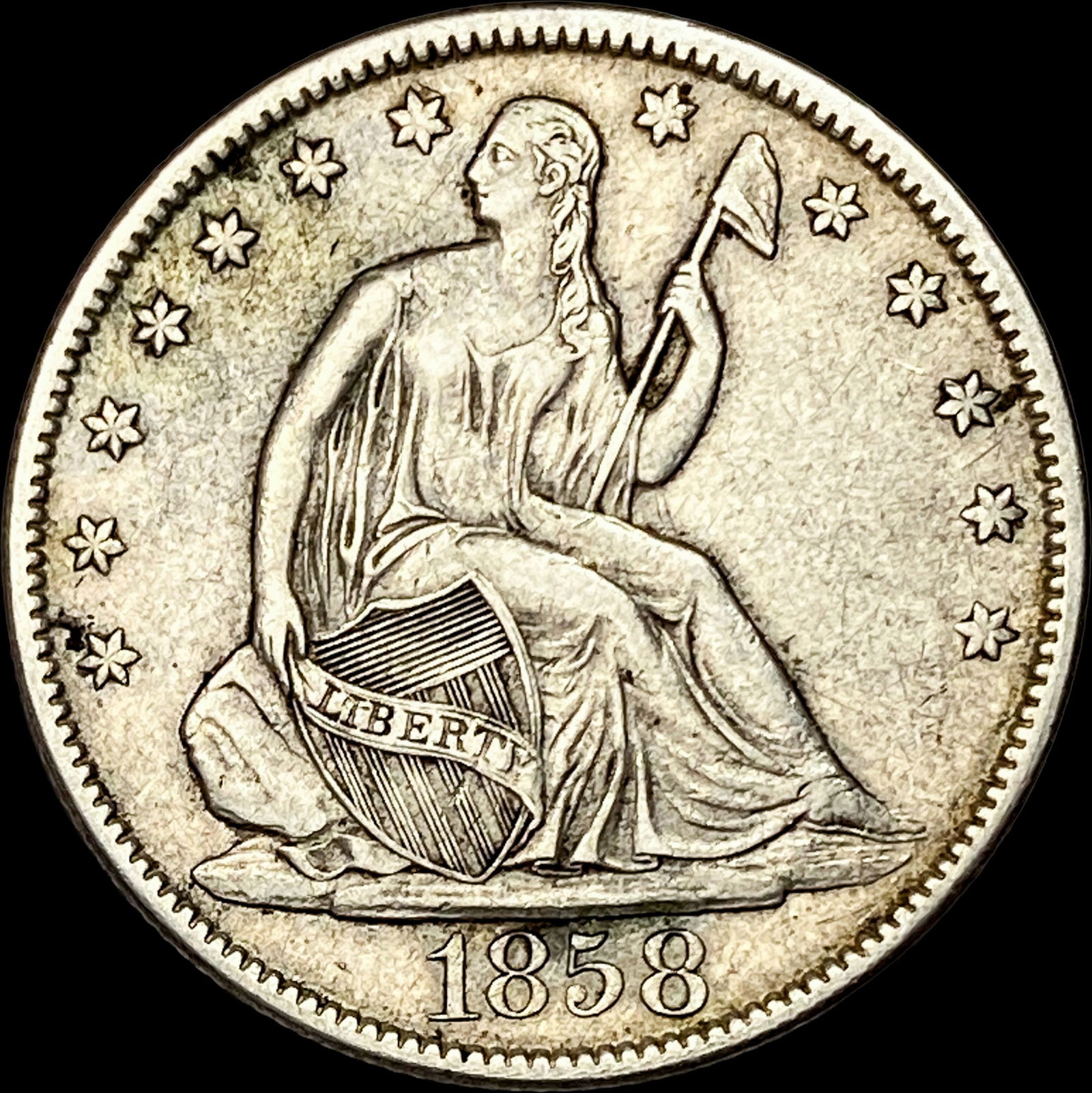 1858-O Silver Half Dollar NEARLY UNCIRCULATED (1 of 2)