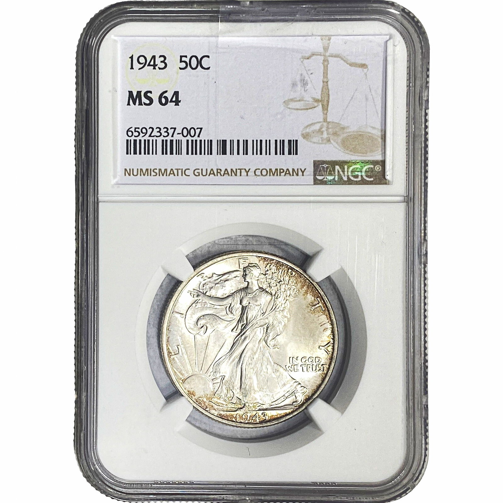 1943 Walking Liberty Half Dollar NGC MS64: 1943 Walking Liberty Half Dollar NGC MS64