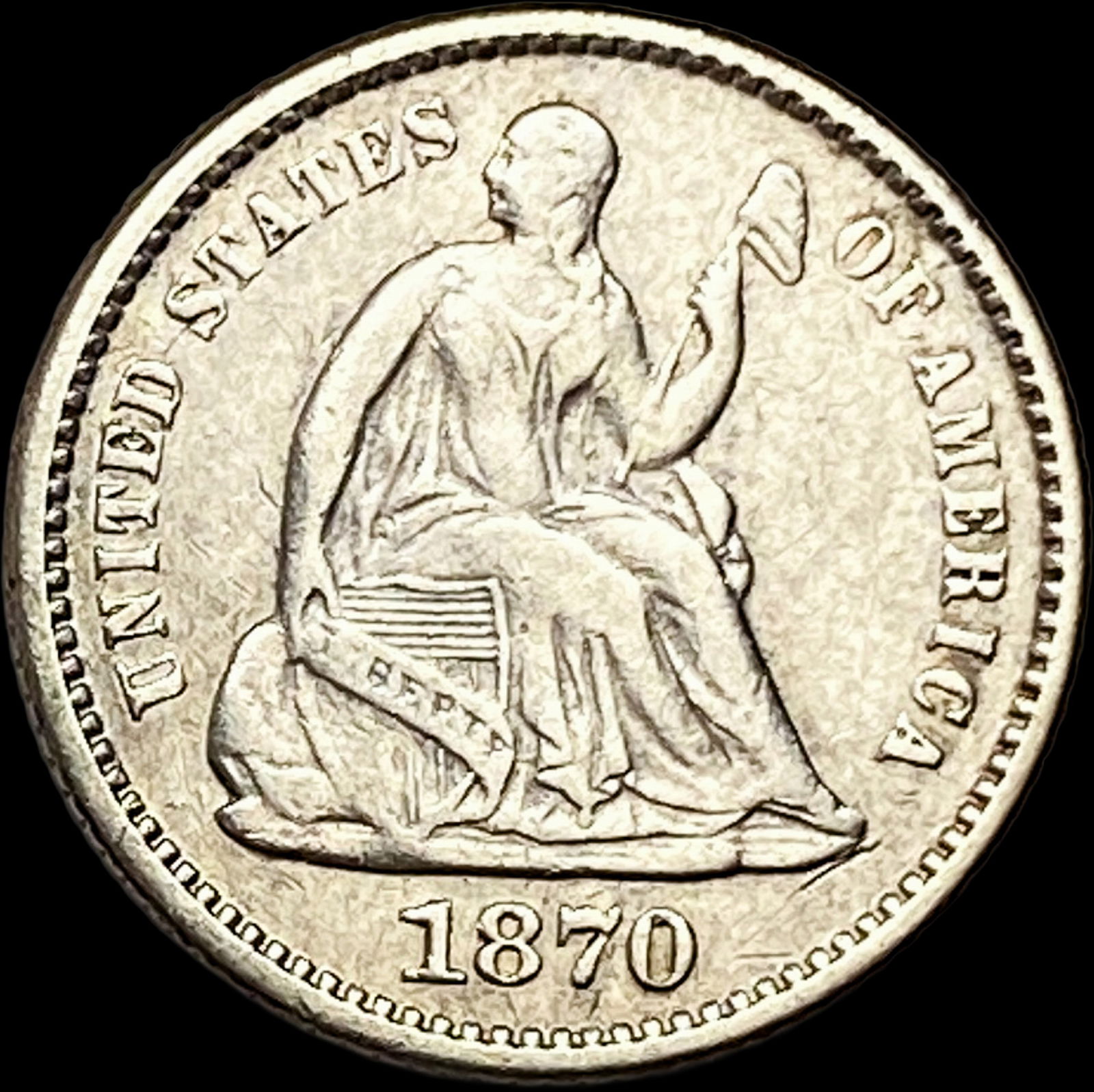 1870 Seated Liberty Half Dime CLOSELY UNCIRCULATED (1 of 2)