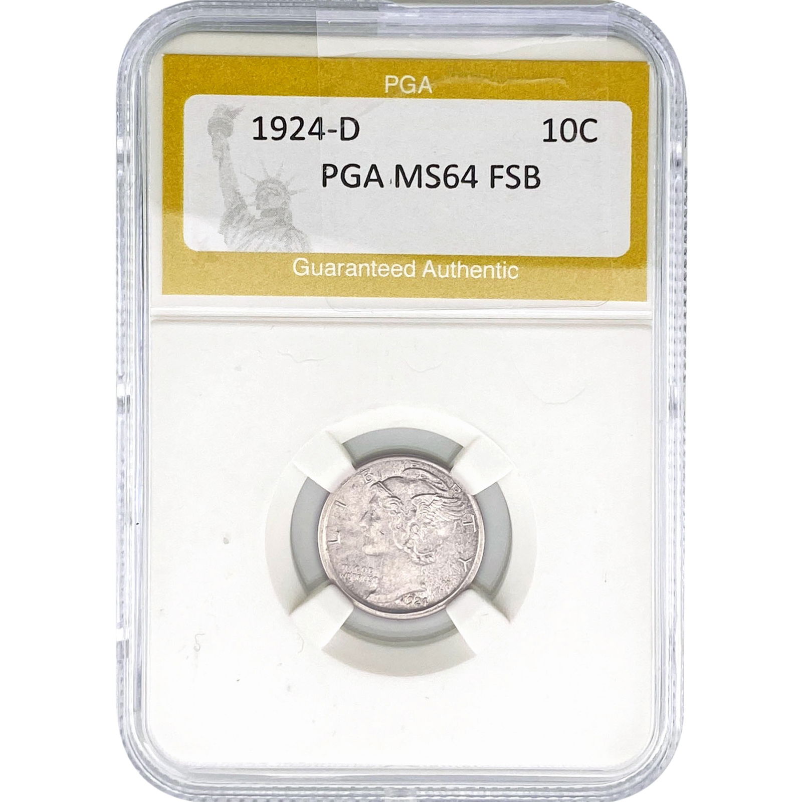 1924-D Mercury Silver Dime PGA MS64 FSB (1 of 2)
