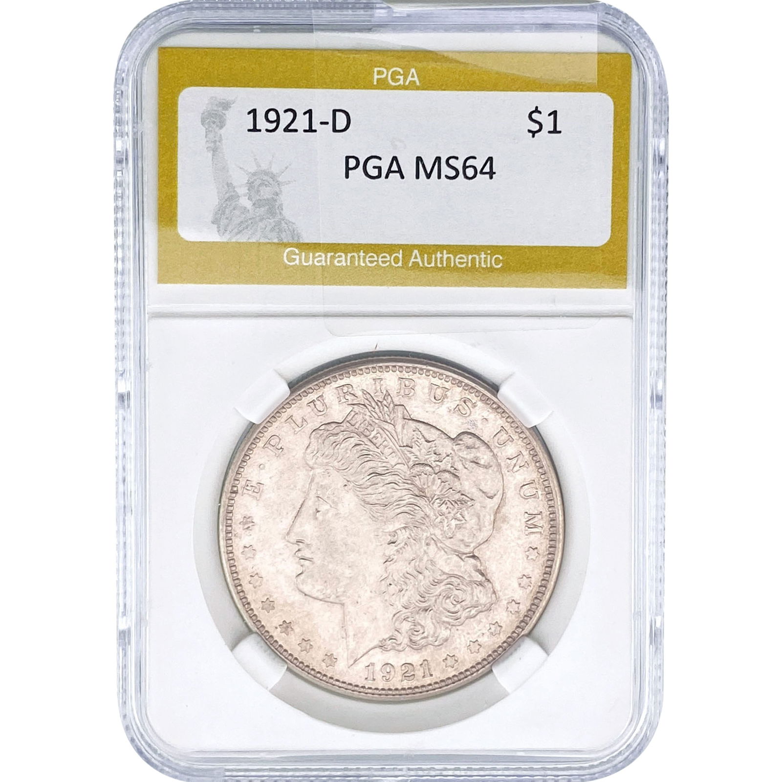 1921-D Morgan Silver Dollar PGA MS64: 1921-D Morgan Silver Dollar PGA MS64