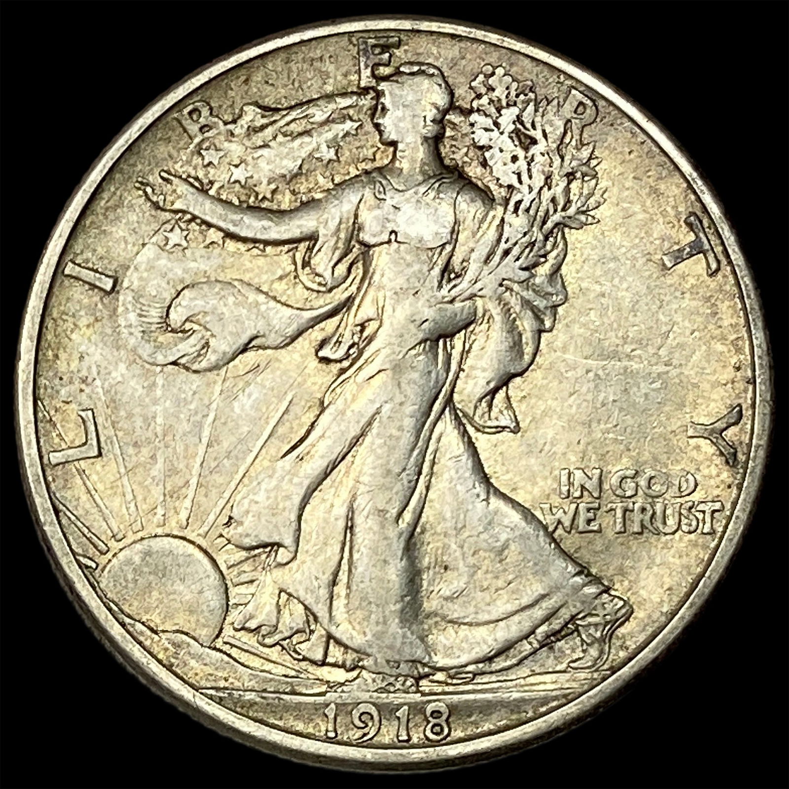 1918-S Silver Walking Liberty Half Dollar NEARLY UNCIRCULATED: 1918-S Silver Walking Liberty Half Dollar NEARLY UNCIRCULATED