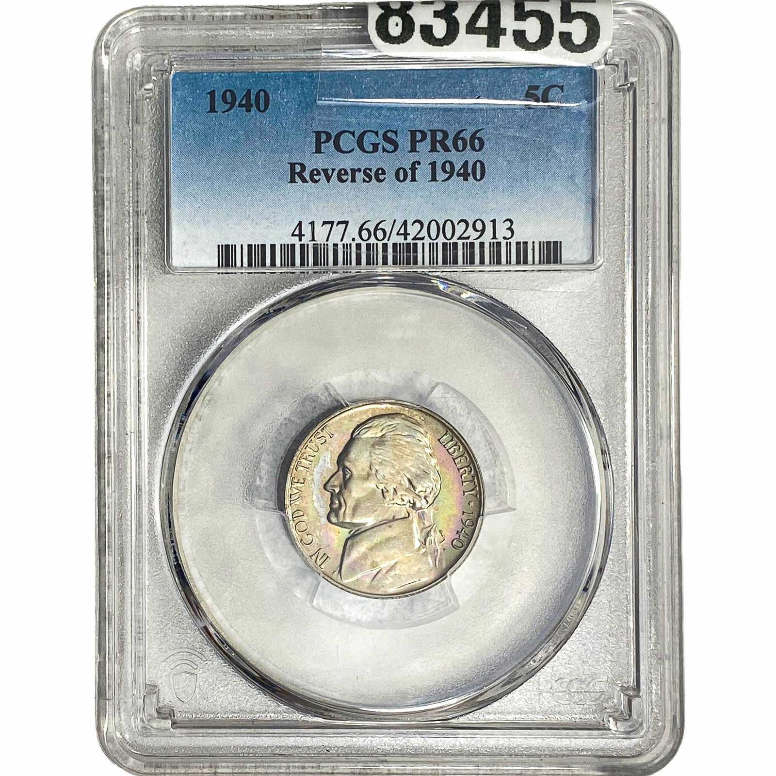 1940 Rev. 1940 Jefferson Nickel PCGS PR66: 1940 Rev. 1940 Jefferson Nickel PCGS PR66