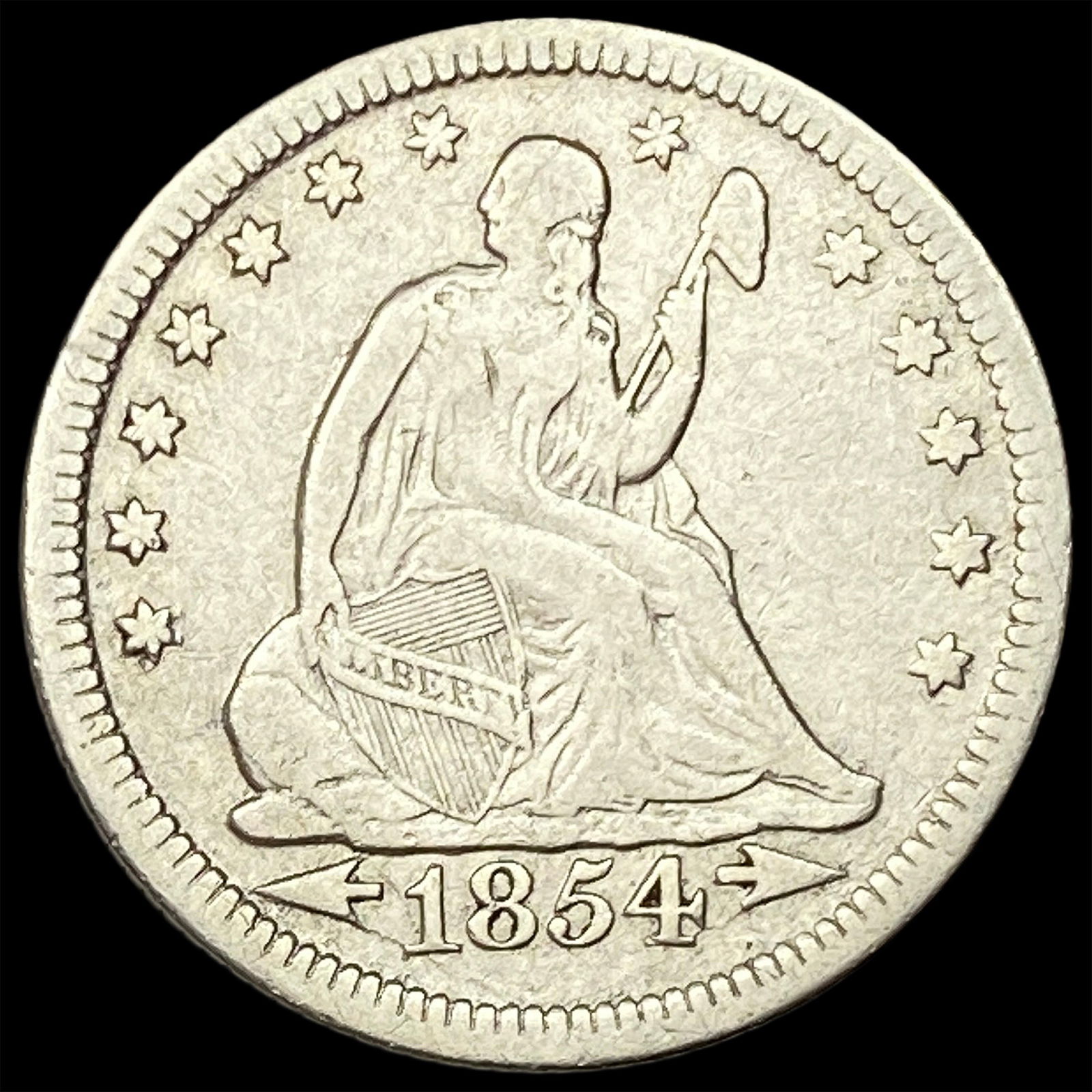 1854 Arrows Seated Liberty Quarter LIGHTLY CIRCULATED: 1854 Arrows Seated Liberty Quarter LIGHTLY CIRCULATED