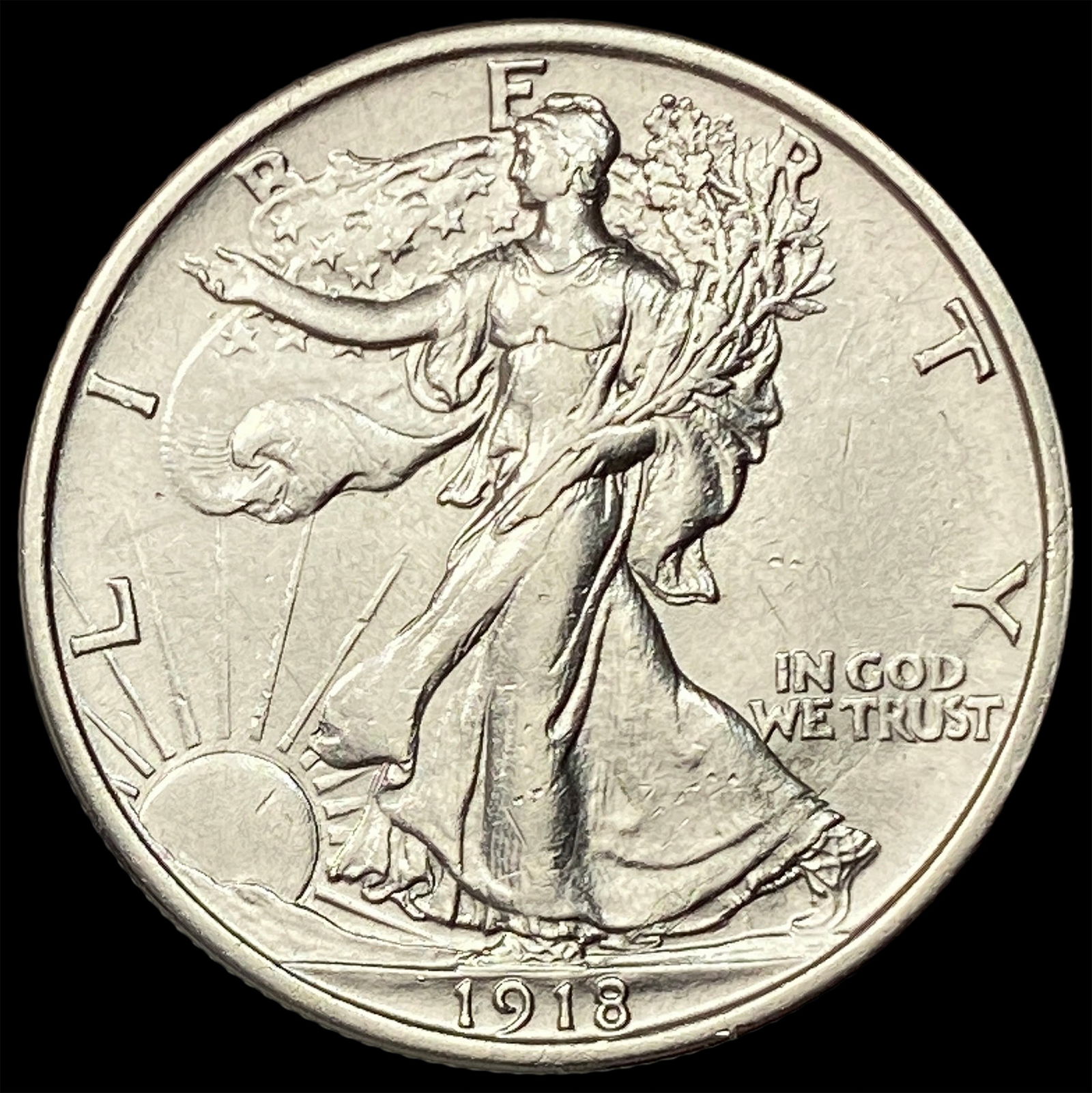 1918 Walking Liberty Half Dollar CLOSELY UNCIRCULATED: 1918 Walking Liberty Half Dollar CLOSELY UNCIRCULATED