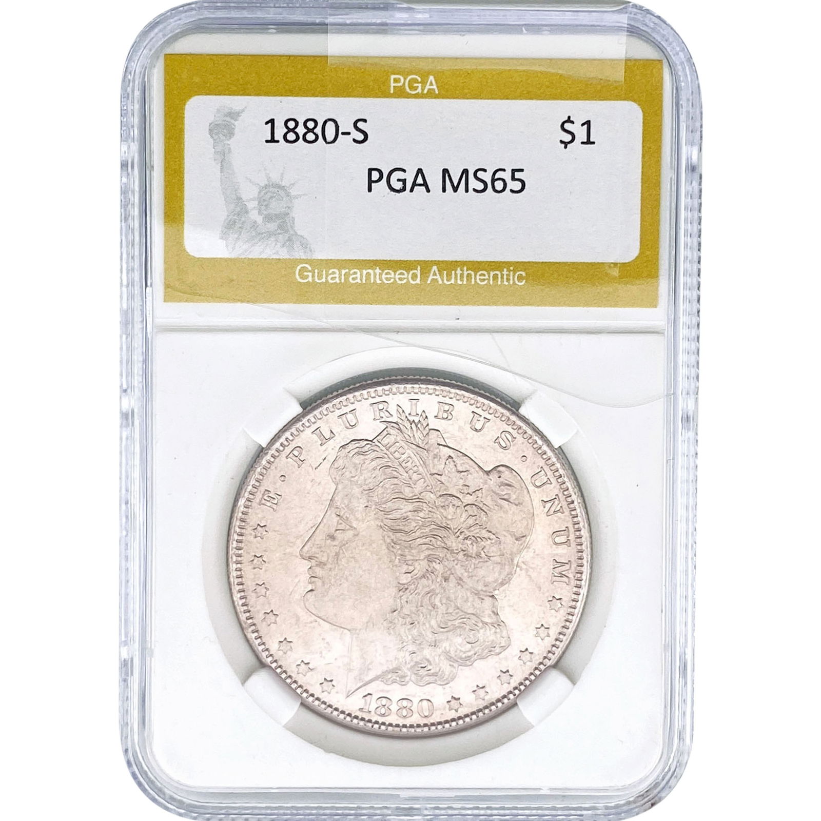 1880-S Morgan Silver Dollar PGA MS65: 1880-S Morgan Silver Dollar PGA MS65