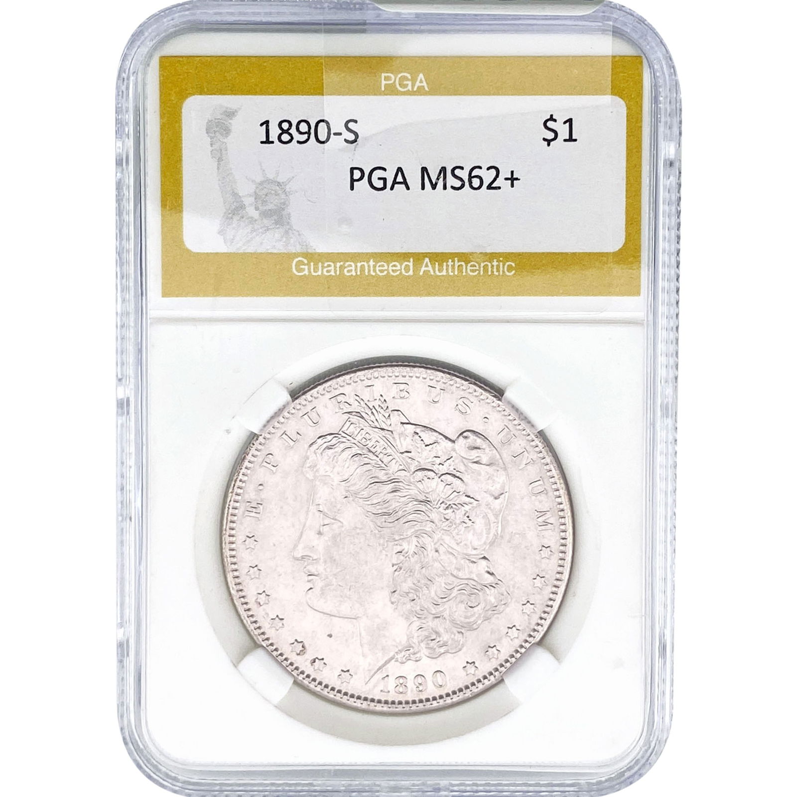 1890-S Morgan Silver Dollar PGA MS62+: 1890-S Morgan Silver Dollar PGA MS62+