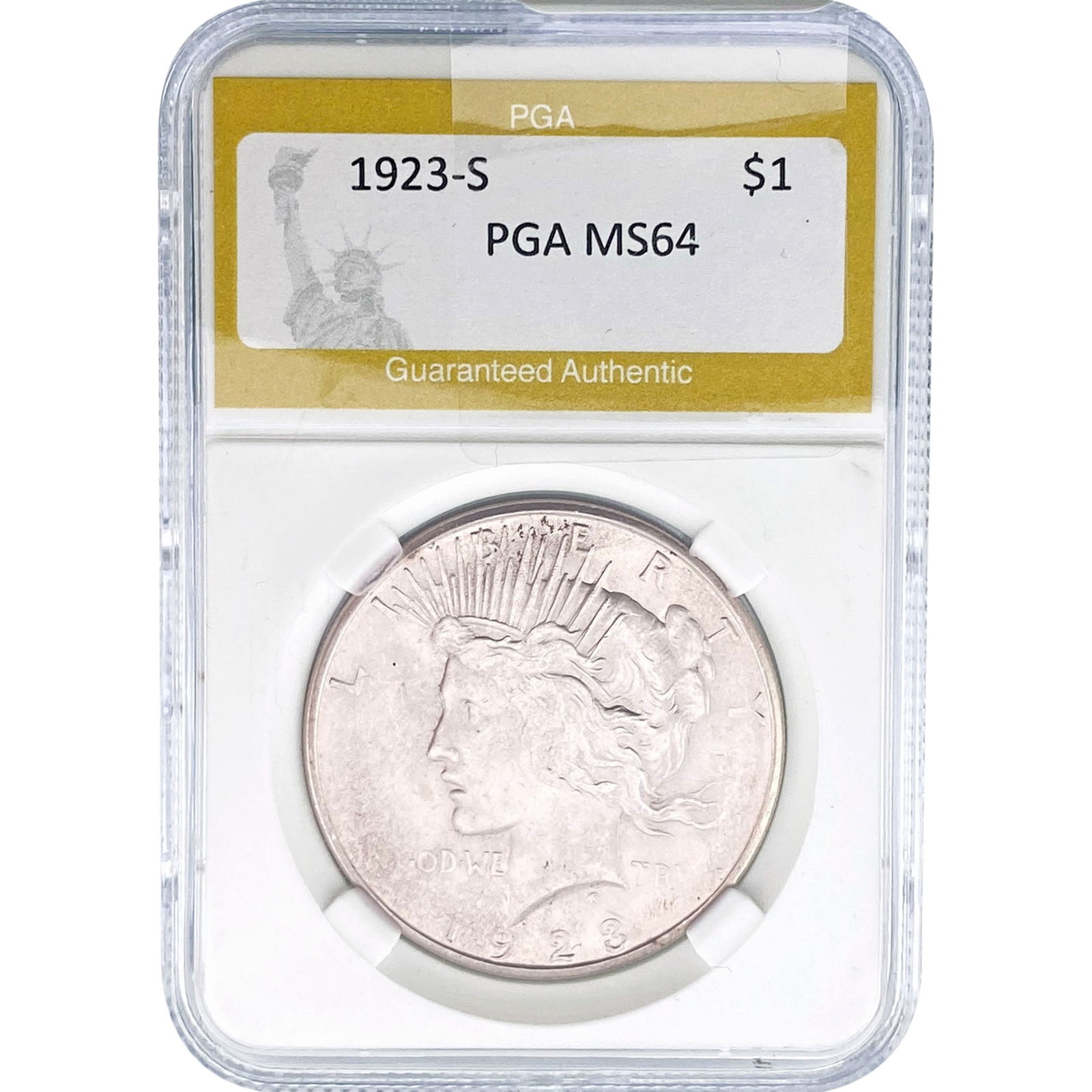 1923-S Silver Peace Dollar PGA MS64: 1923-S Silver Peace Dollar PGA MS64