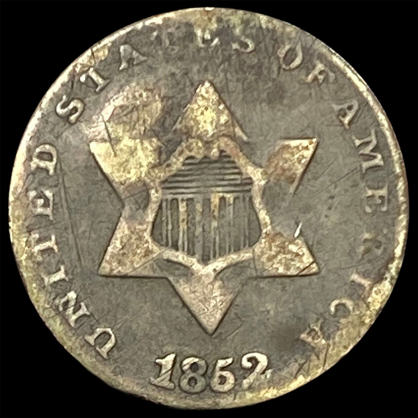 1852 Silver Three-Cent Piece LIGHTLY CIRCULATED: 1852 Silver Three-Cent Piece LIGHTLY CIRCULATED