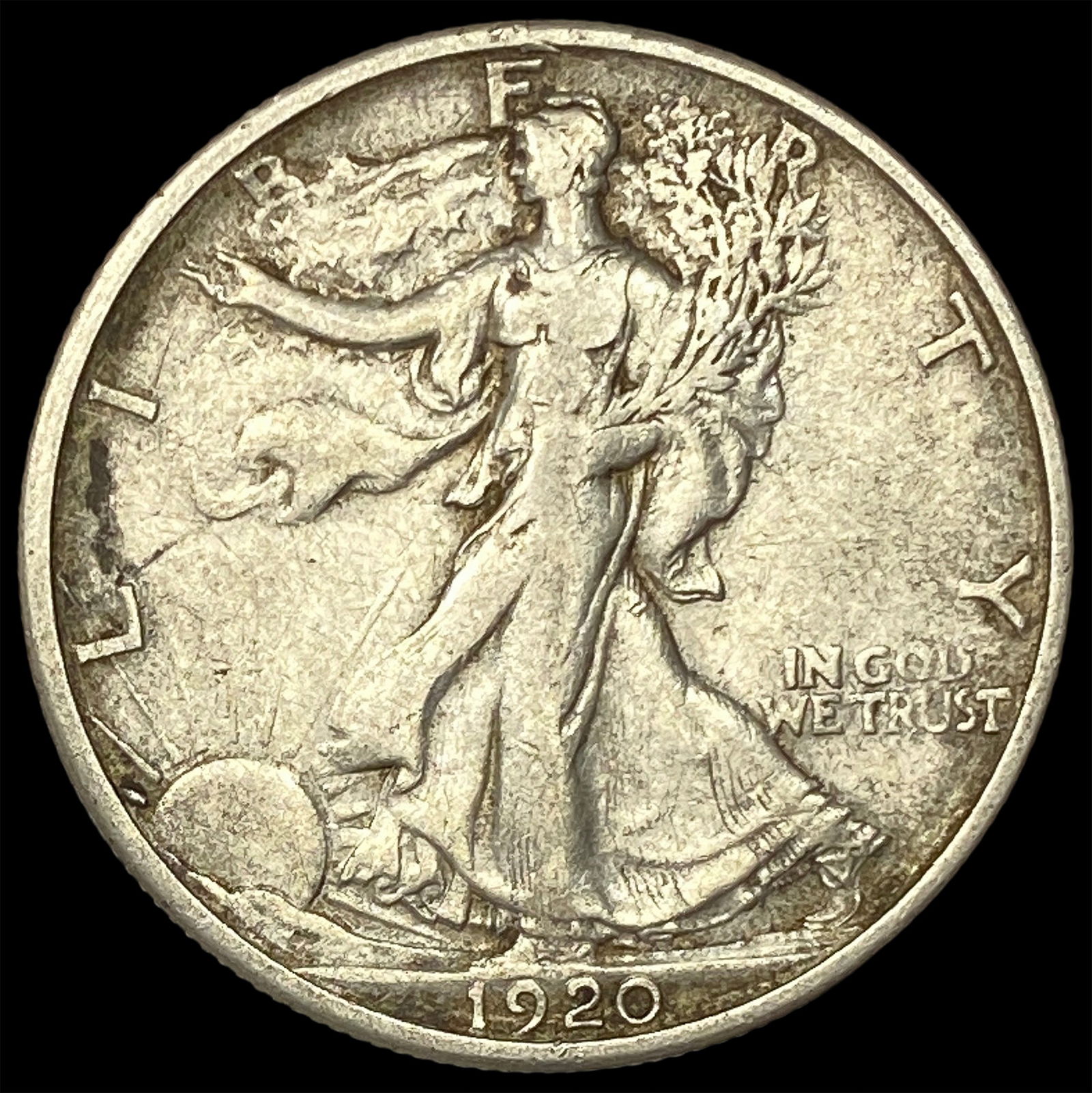 1920-S Silver Walking Liberty Half Dollar NEARLY UNCIRCULATED (1 of 2)