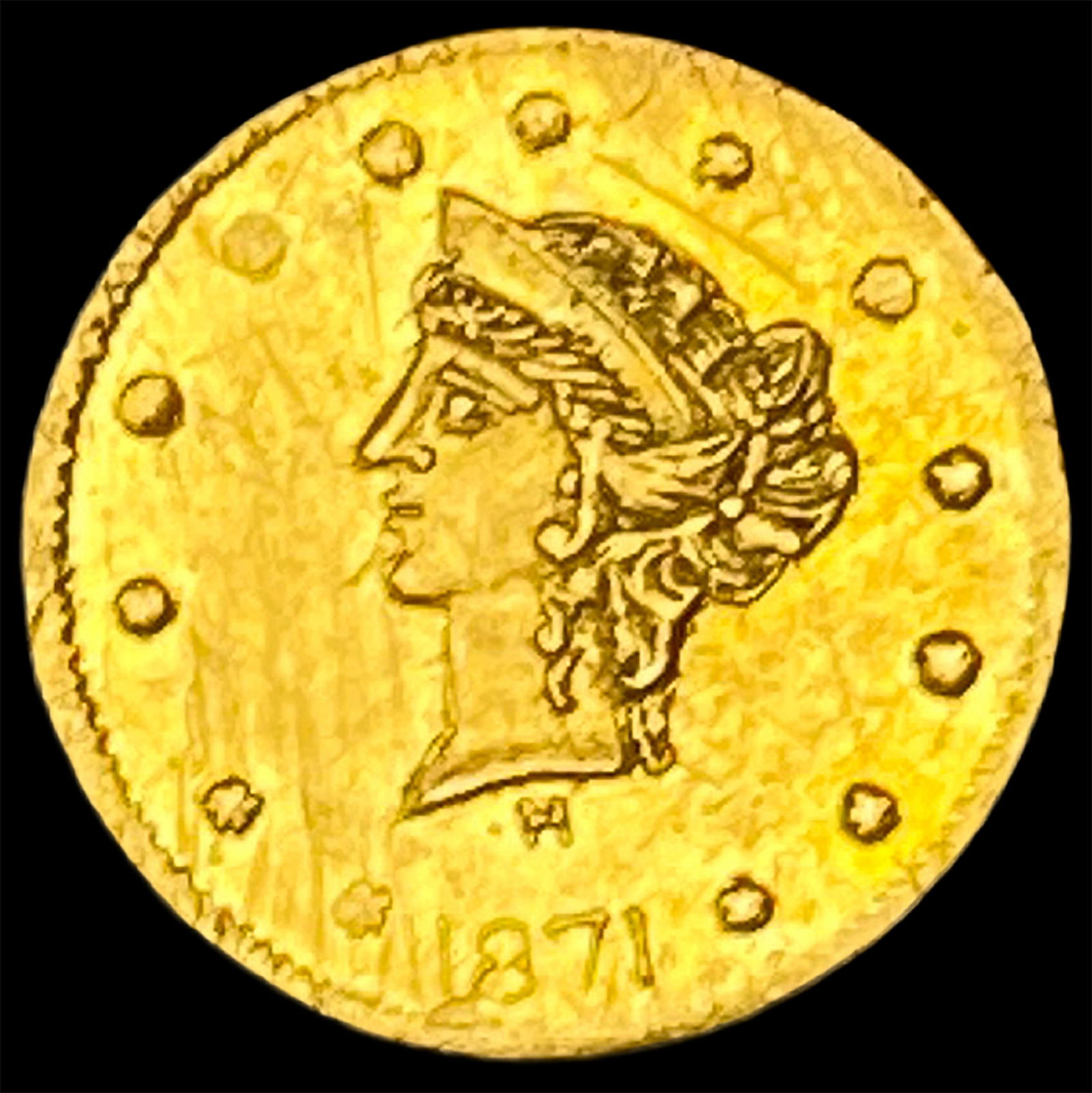 1871 California Gold 1/4 Dollar Token HIGH GRADE: 1871 California Gold 1/4 Dollar Token HIGH GRADE