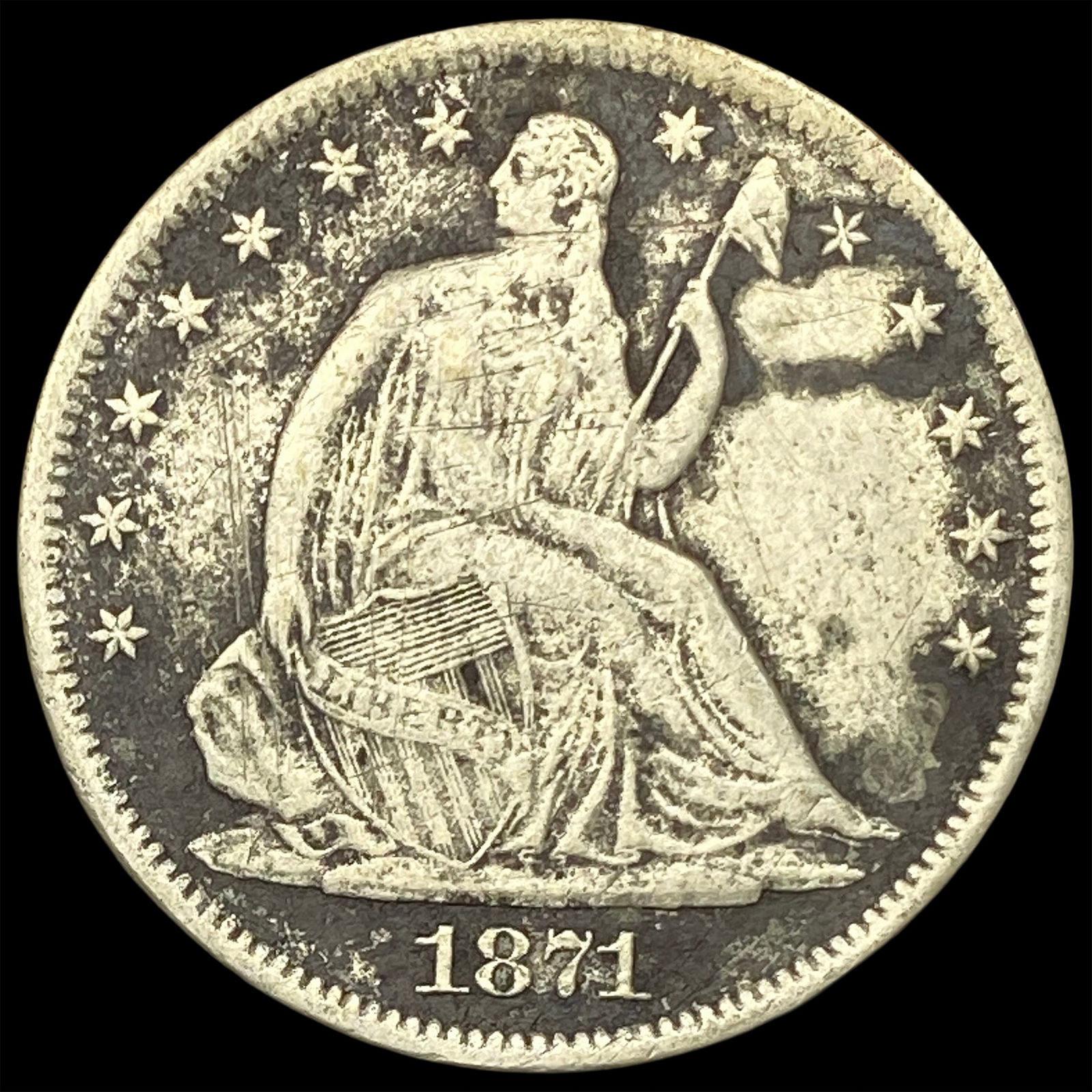 1871-S Silver Half Dollar (Seated Liberty) HIGH GRADE: 1871-S Silver Half Dollar (Seated Liberty) HIGH GRADE