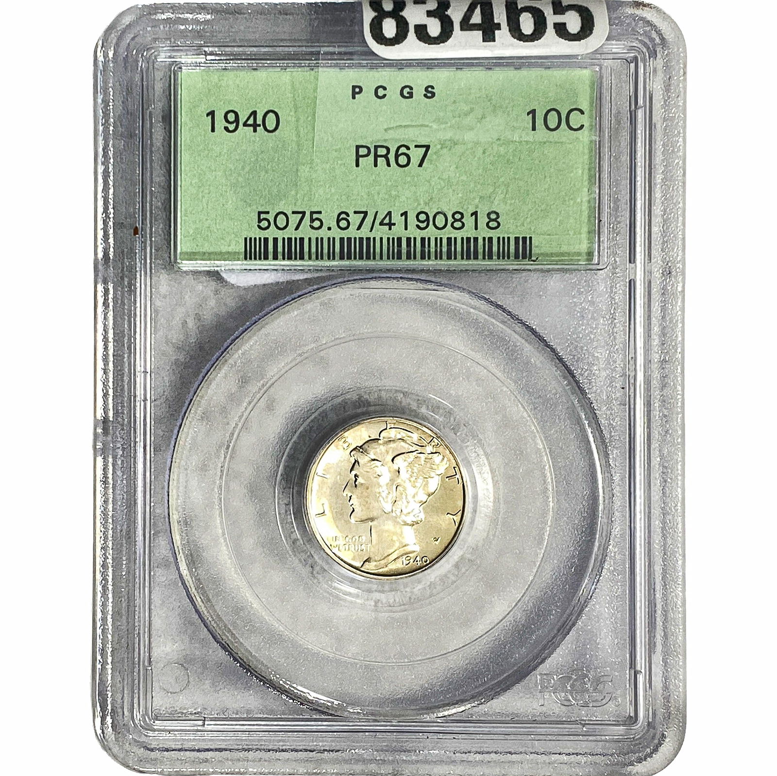 1940 Mercury Silver Dime PCGS PR67: 1940 Mercury Silver Dime PCGS PR67