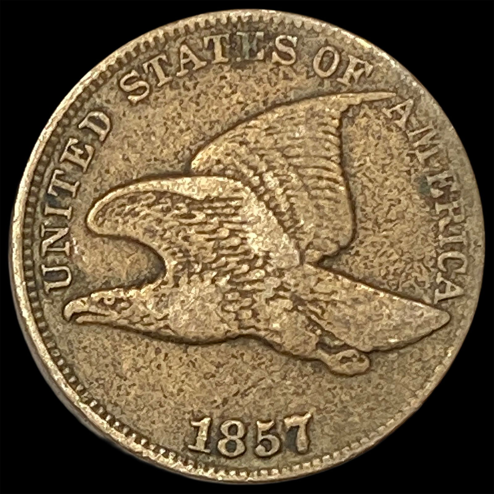 1857 Copper-Nickel Flying Eagle Cent ABOUT UNCIRCULATED: 1857 Copper-Nickel Flying Eagle Cent ABOUT UNCIRCULATED